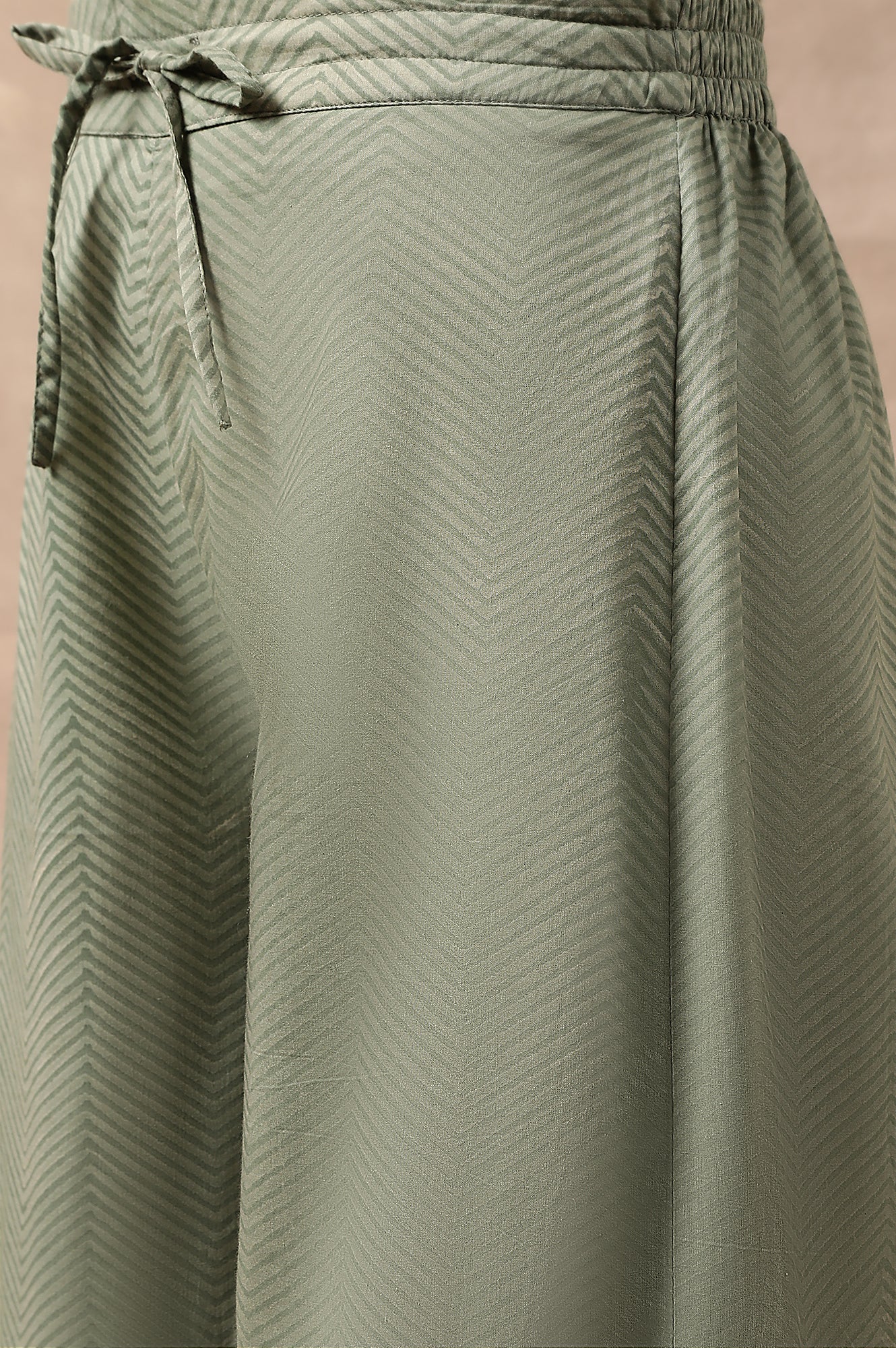 Olive Green Chevron Print Parallel Pants - Image 7