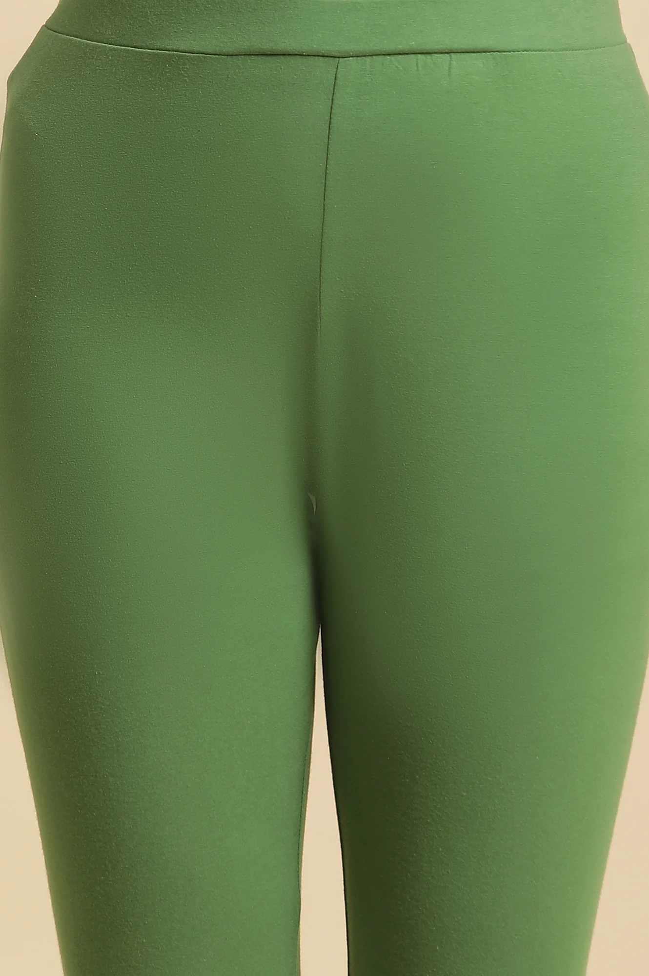 Olive Green Cotton Jersey Lycra Tights - Image 5
