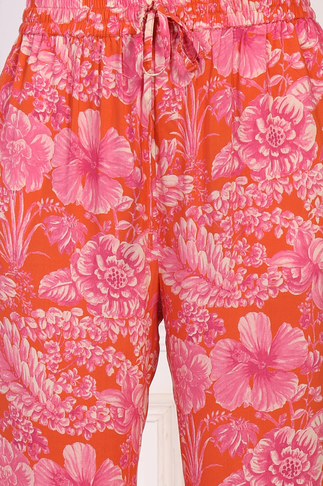 Orange Floral Printed Kaftan Modal Kurta with Pant - Image 7