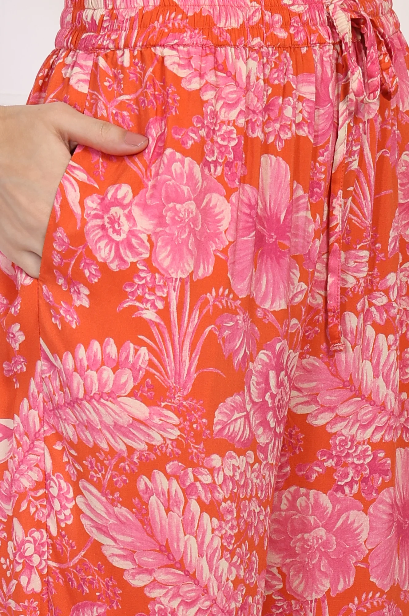 Orange Floral Printed Kaftan Modal Kurta with Pant - Image 8