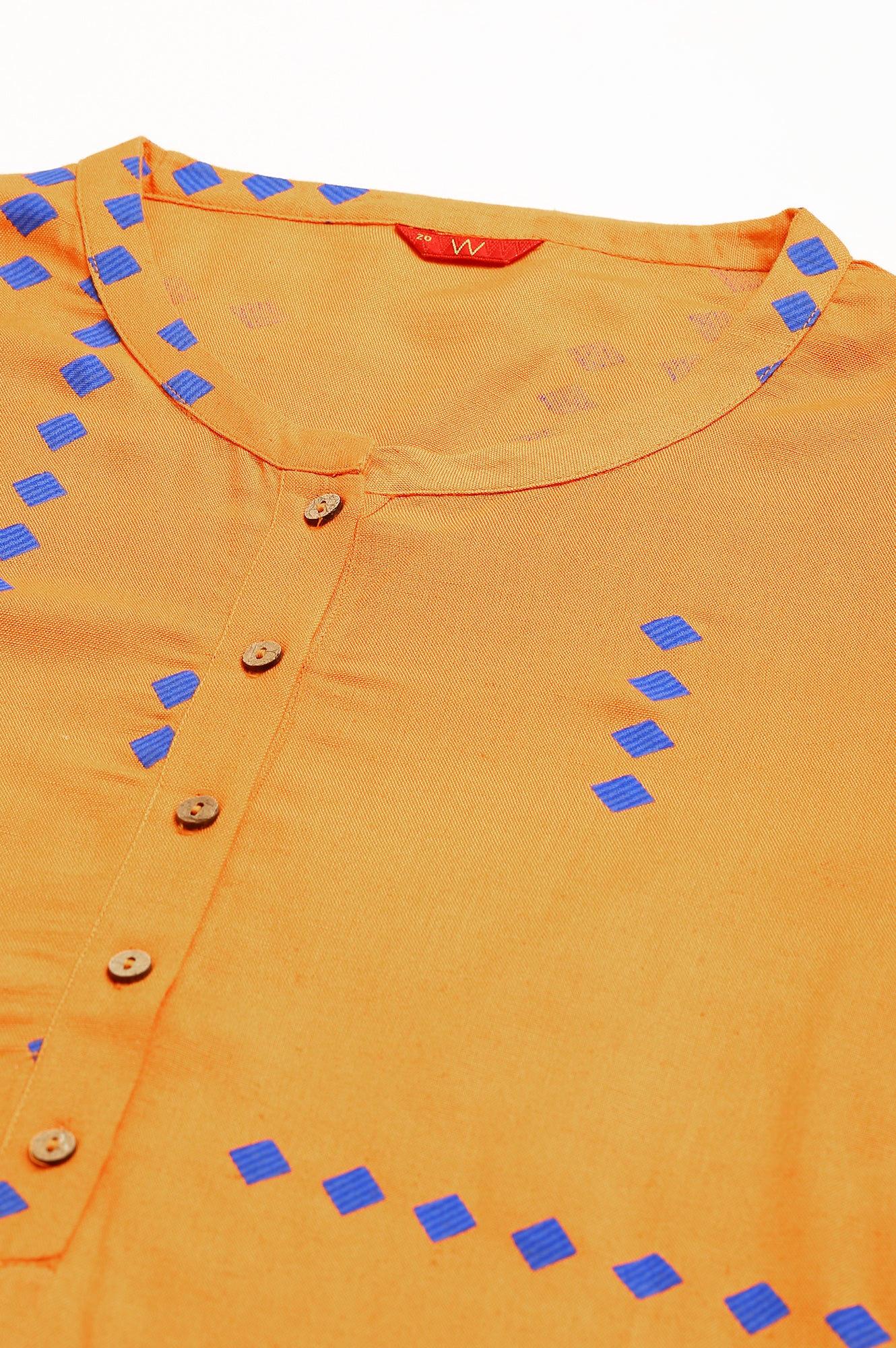Orange Printed Asymmetrical Plus Size kurta - Image 7