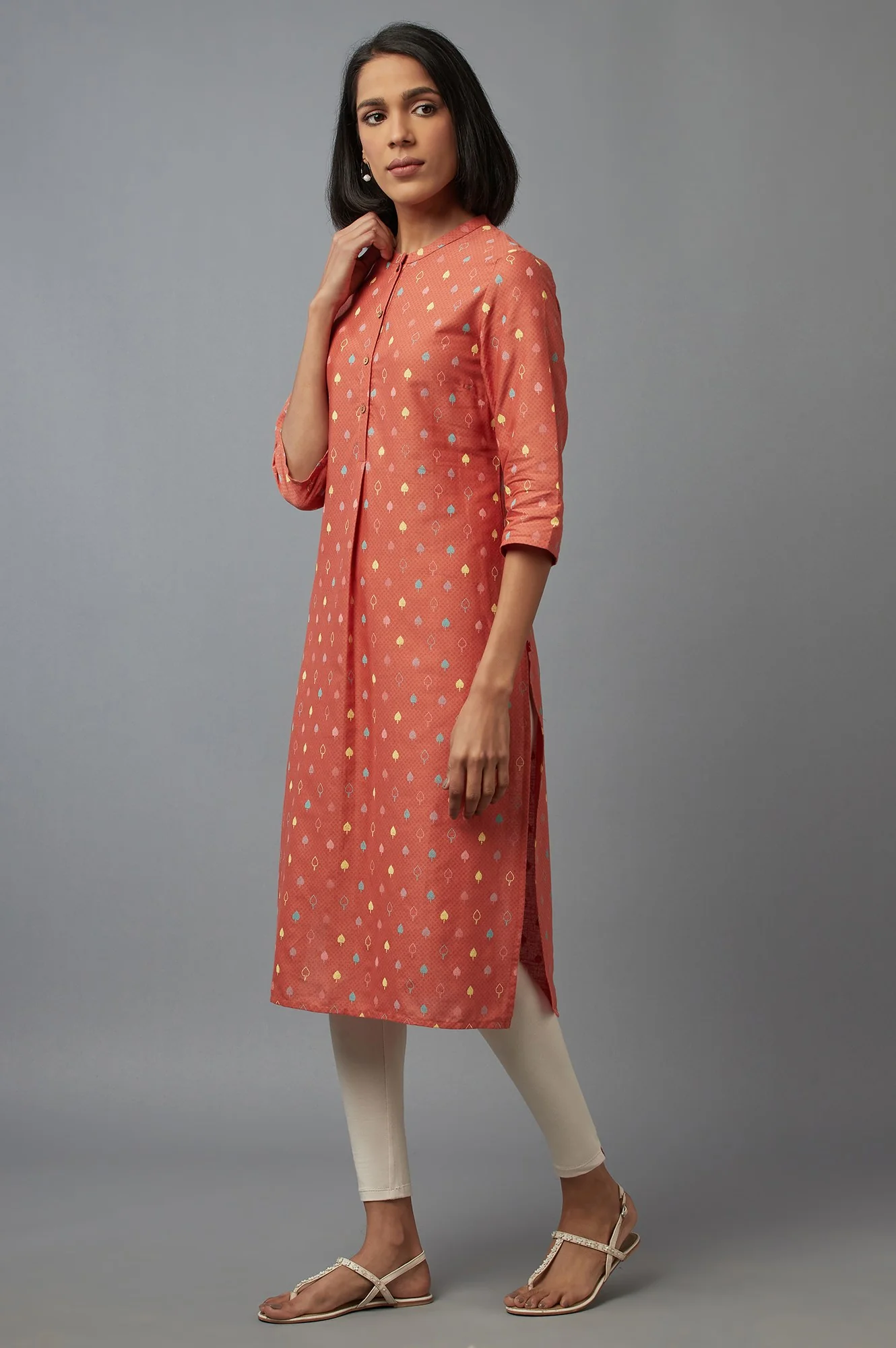 Orange Printed kurta - Image 3