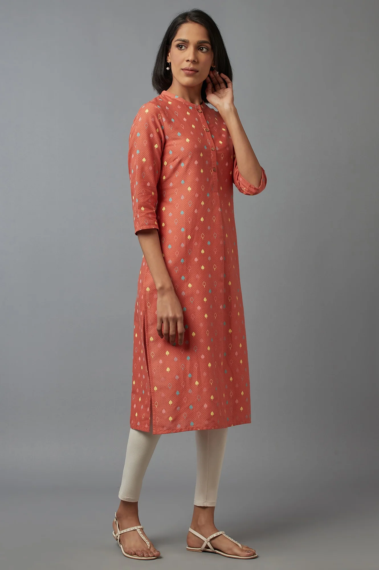 Orange Printed kurta - Image 4
