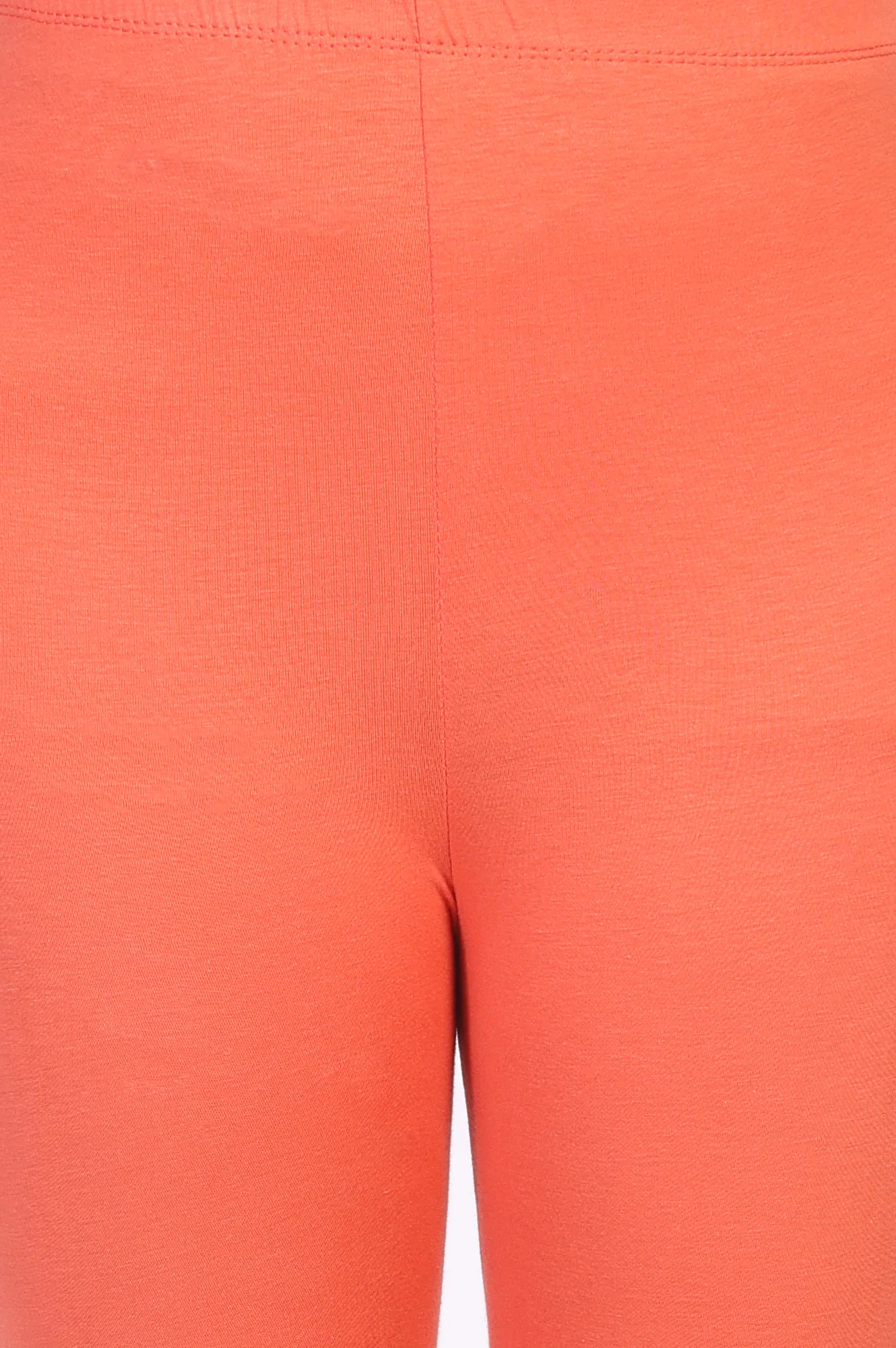 Elleven Women's Orange Solid Ankle Length Cotton Tight - Image 2