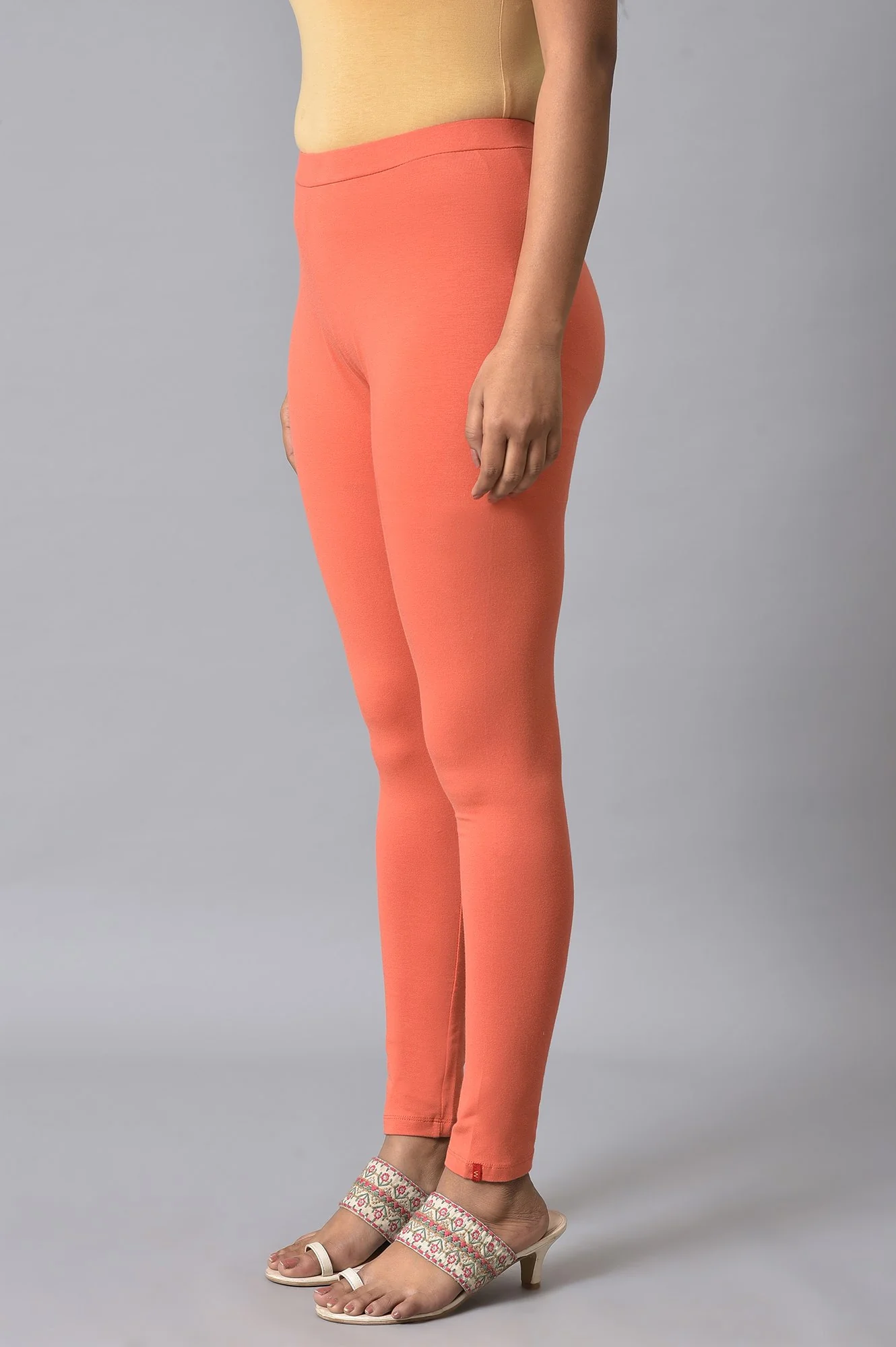 Orange Solid Cotton Tights - Image 3