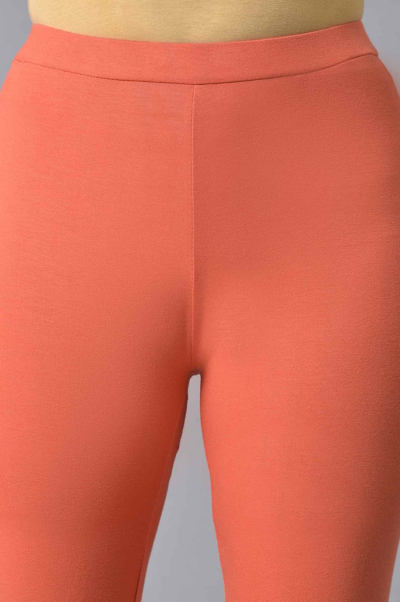 Orange Solid Cotton Tights - Image 6