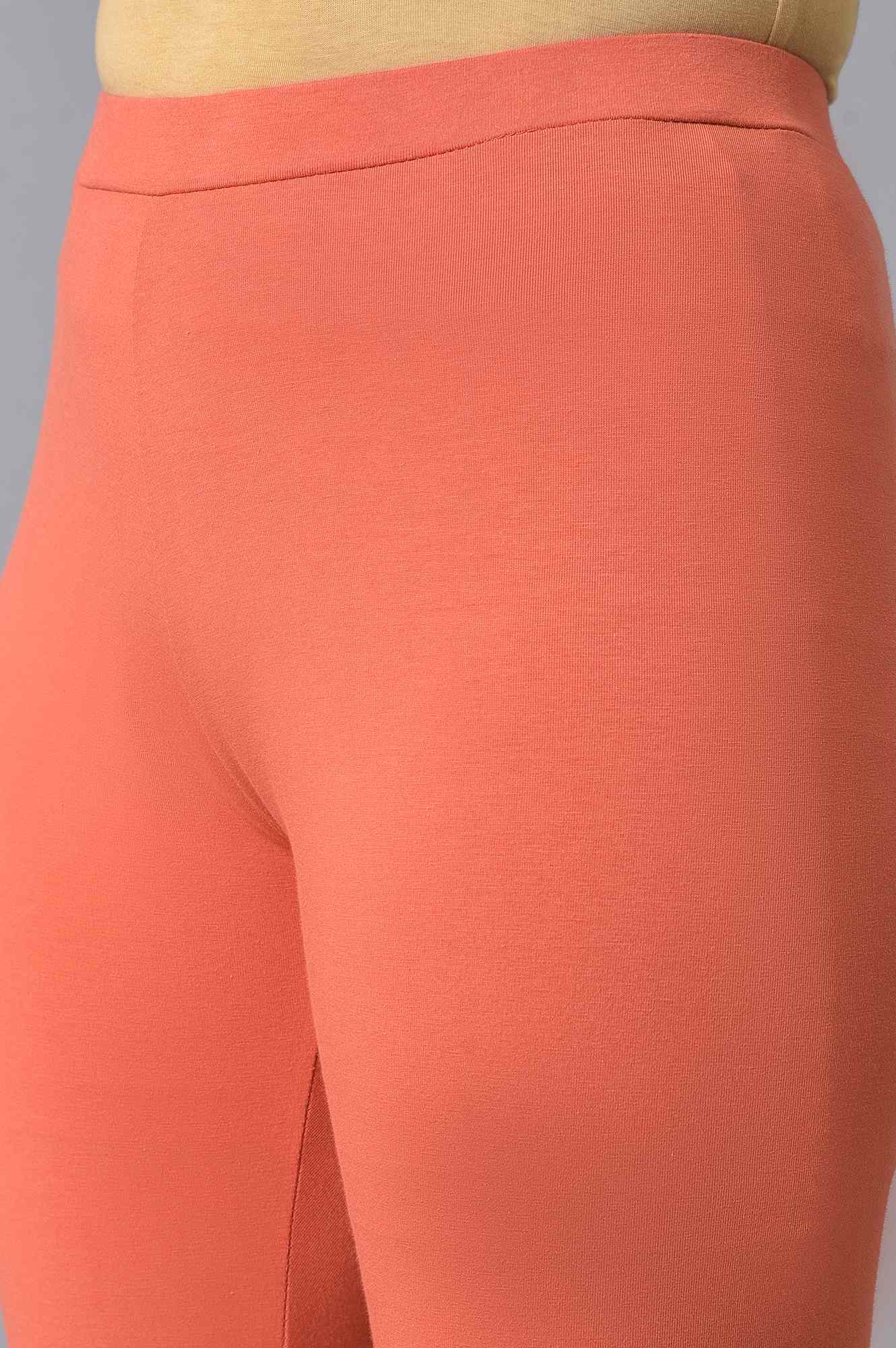 Orange Solid Cotton Tights - Image 7