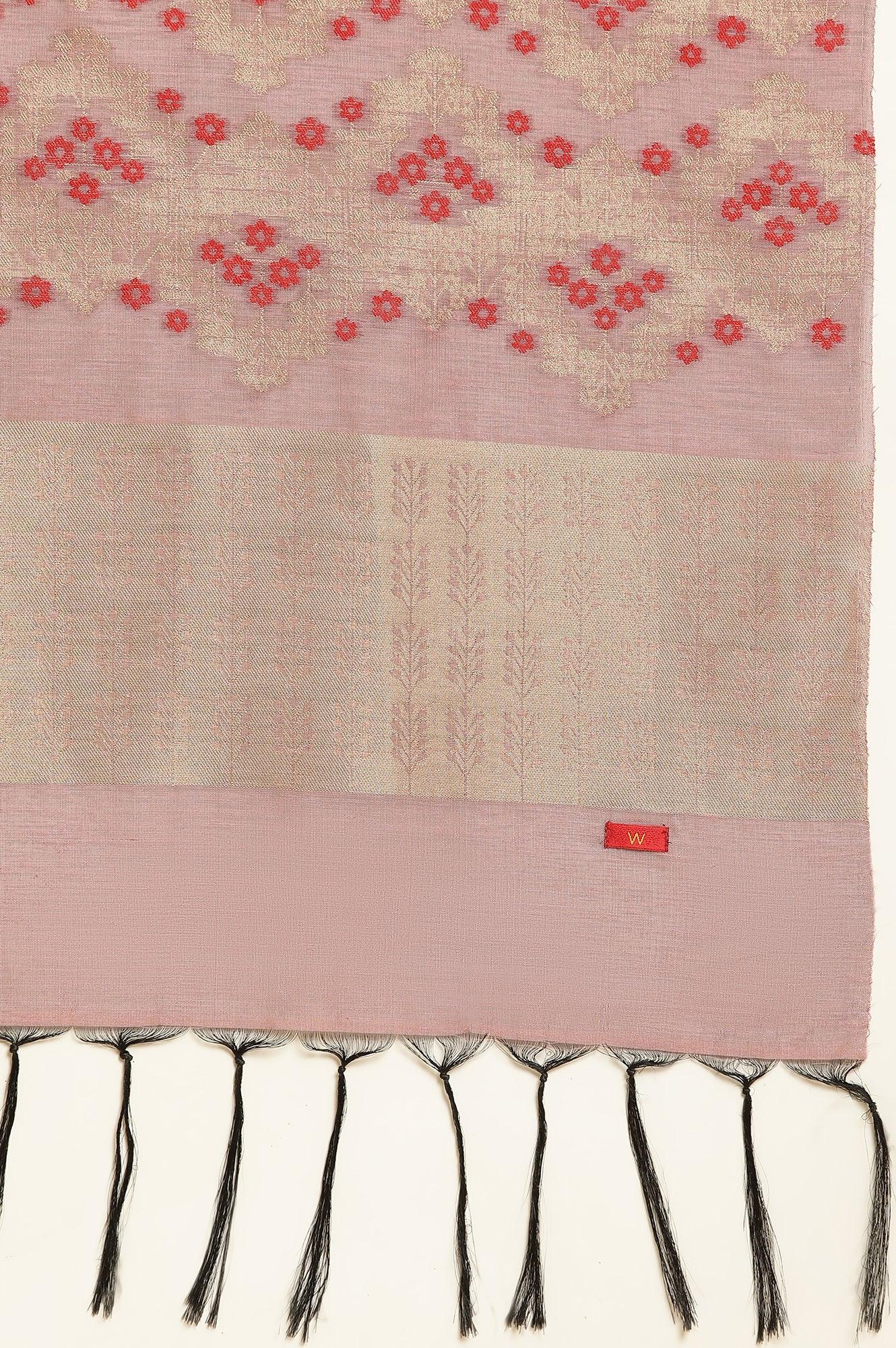 Orchid Pink Embellished Kurta, Pants And Jacquard Dupatta Set - Image 12