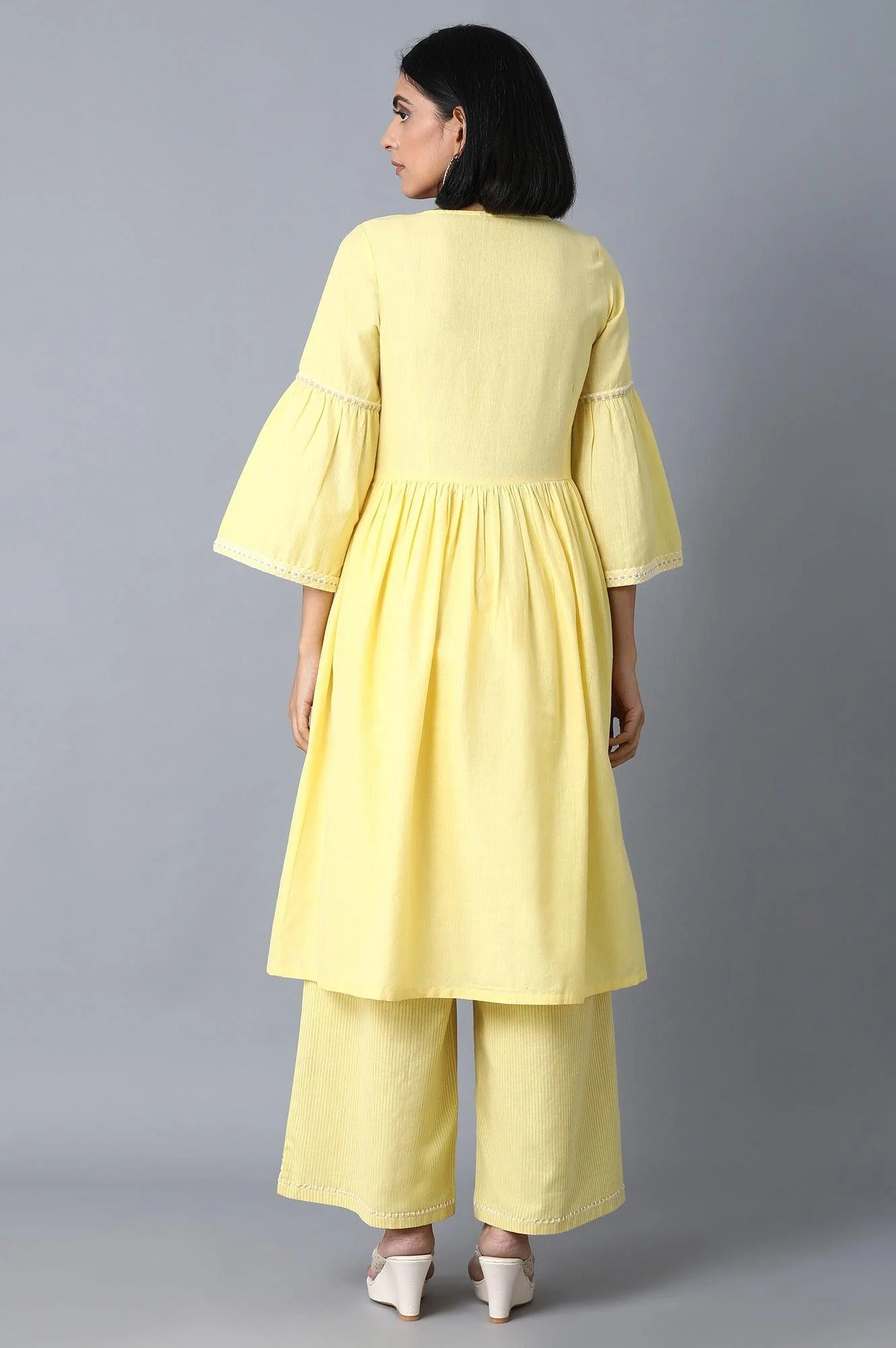 Pale Yellow Gathered Dress - Image 2