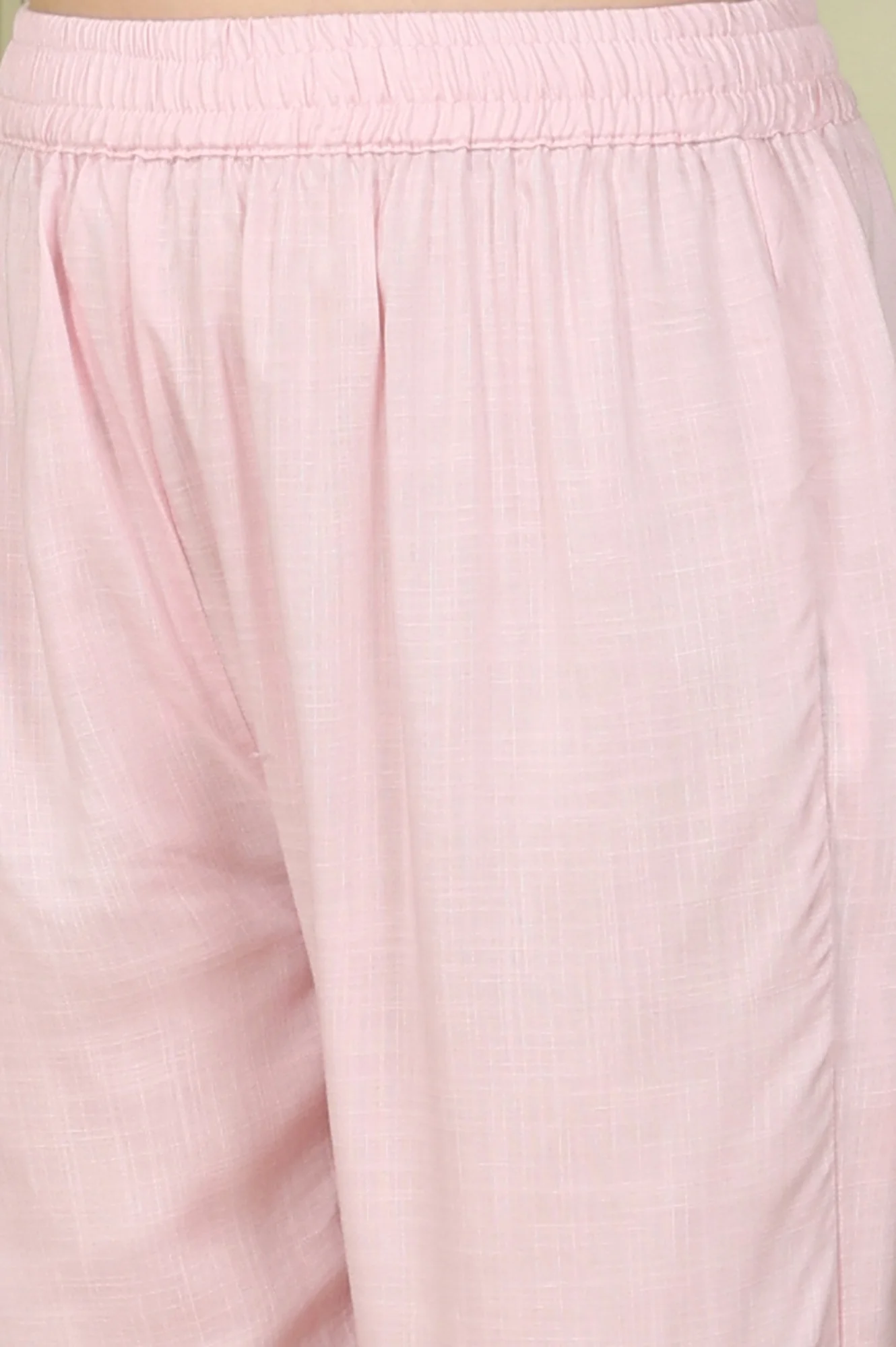 Pastel Pink Floral Printed A-Line Kurta, Pants and Dupatta Set for Women - Image 9