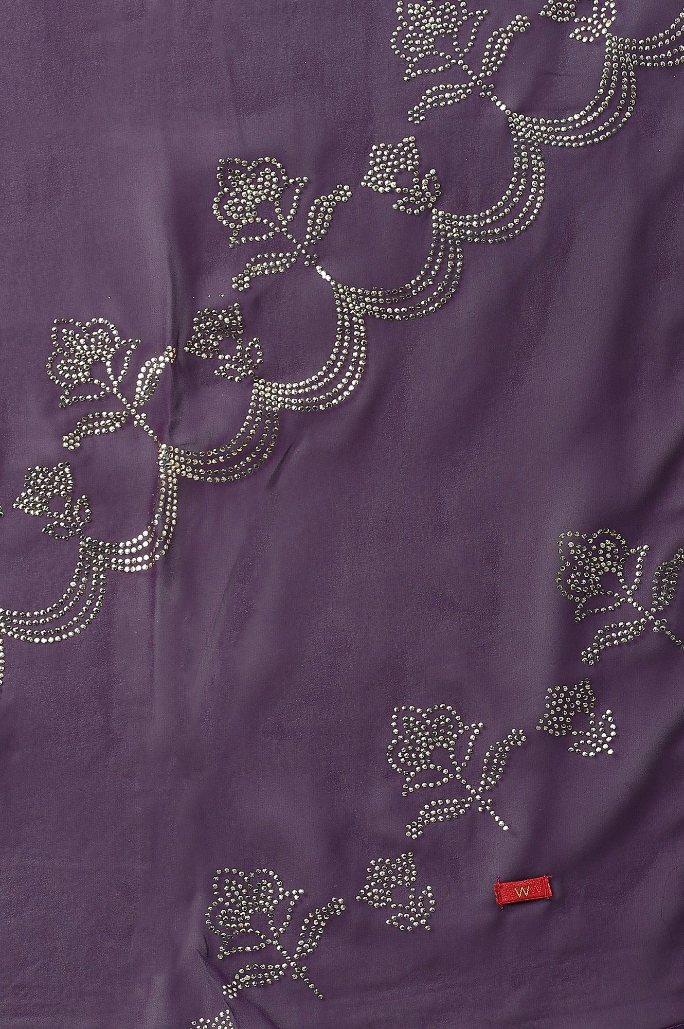 Pdeep Purple Karnatka Silk Plus Size kurta With Green Slim Pants And Mukaish Dupatta - Image 10