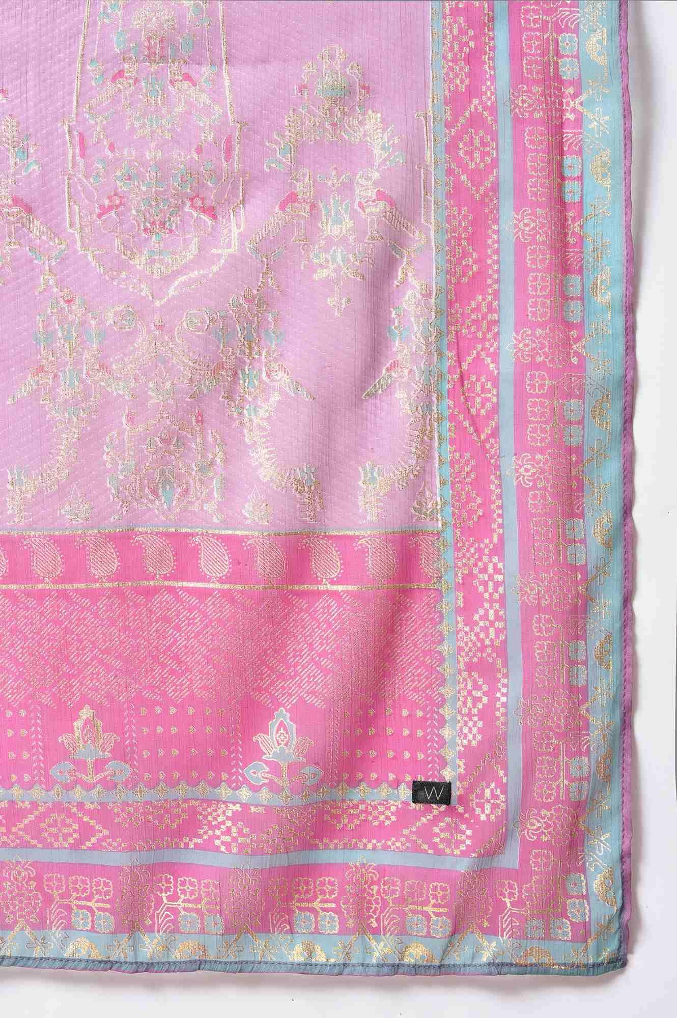 Peach Embroidered kurta With Sharara Set - Image 8