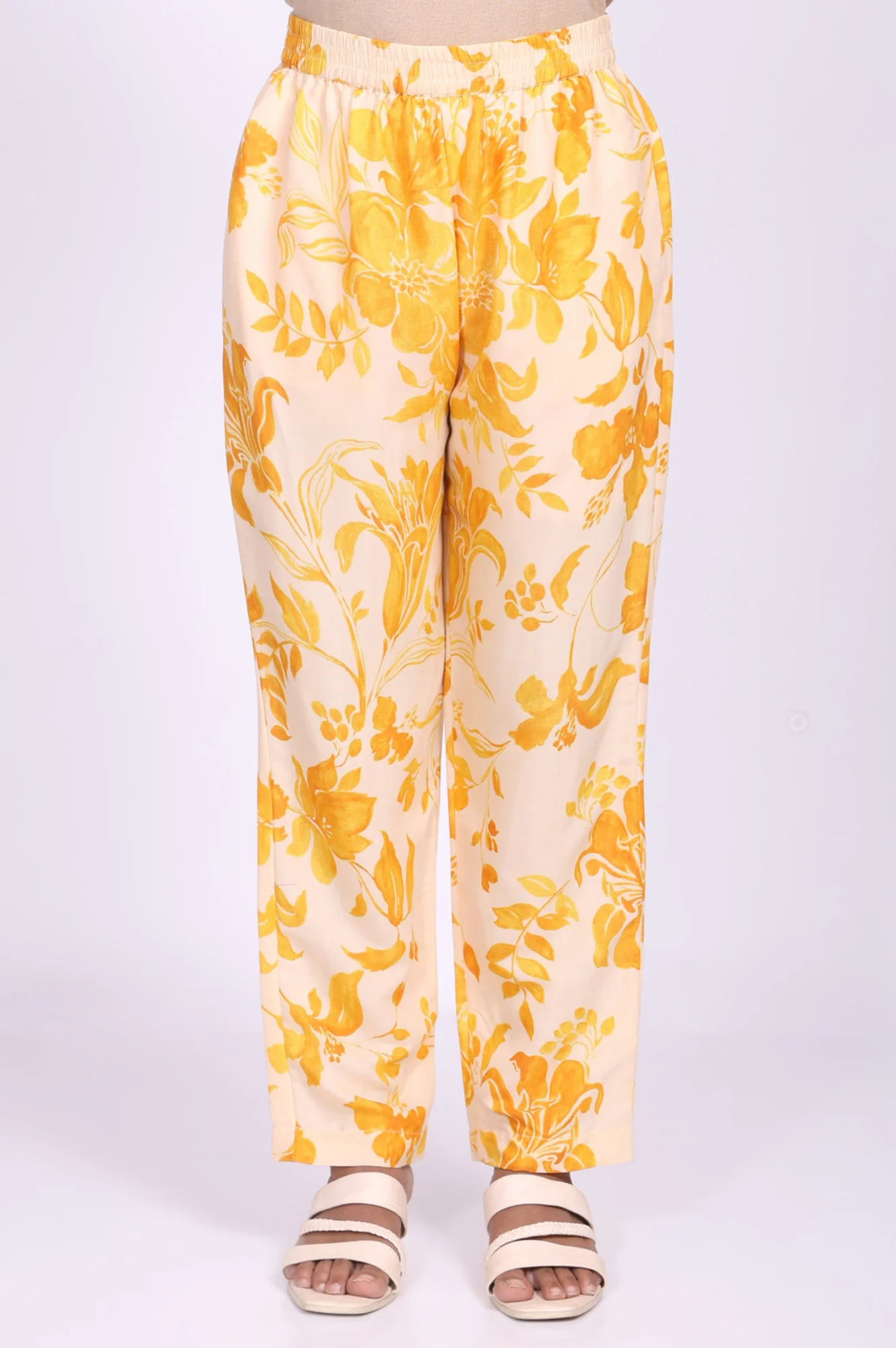 Peach Floral Printed A-Line Kurta with Straight Pant and Dupatta Set - Image 6