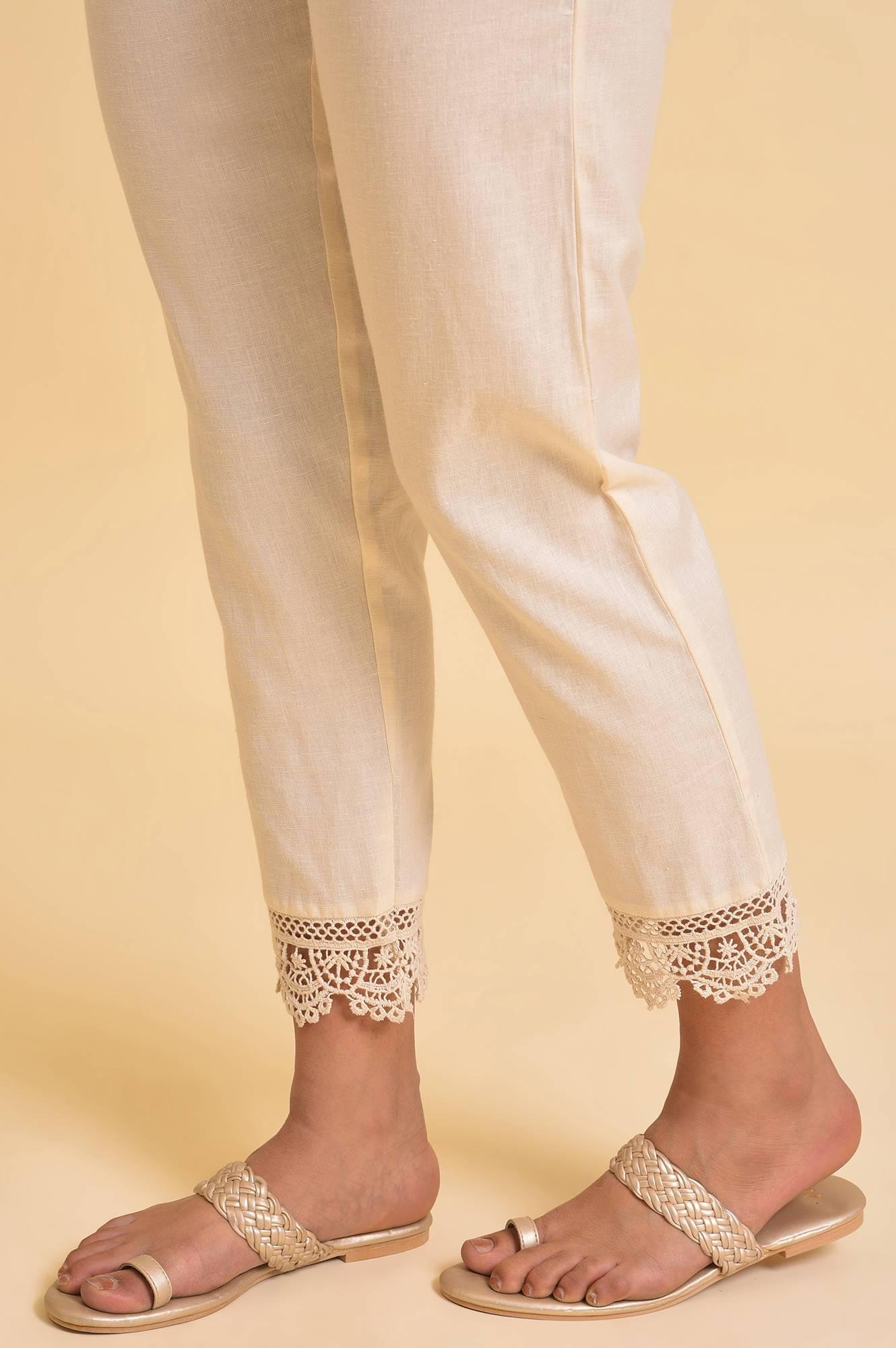 Peach Glitter Printed A-Line kurta & Pants Set - Image 8