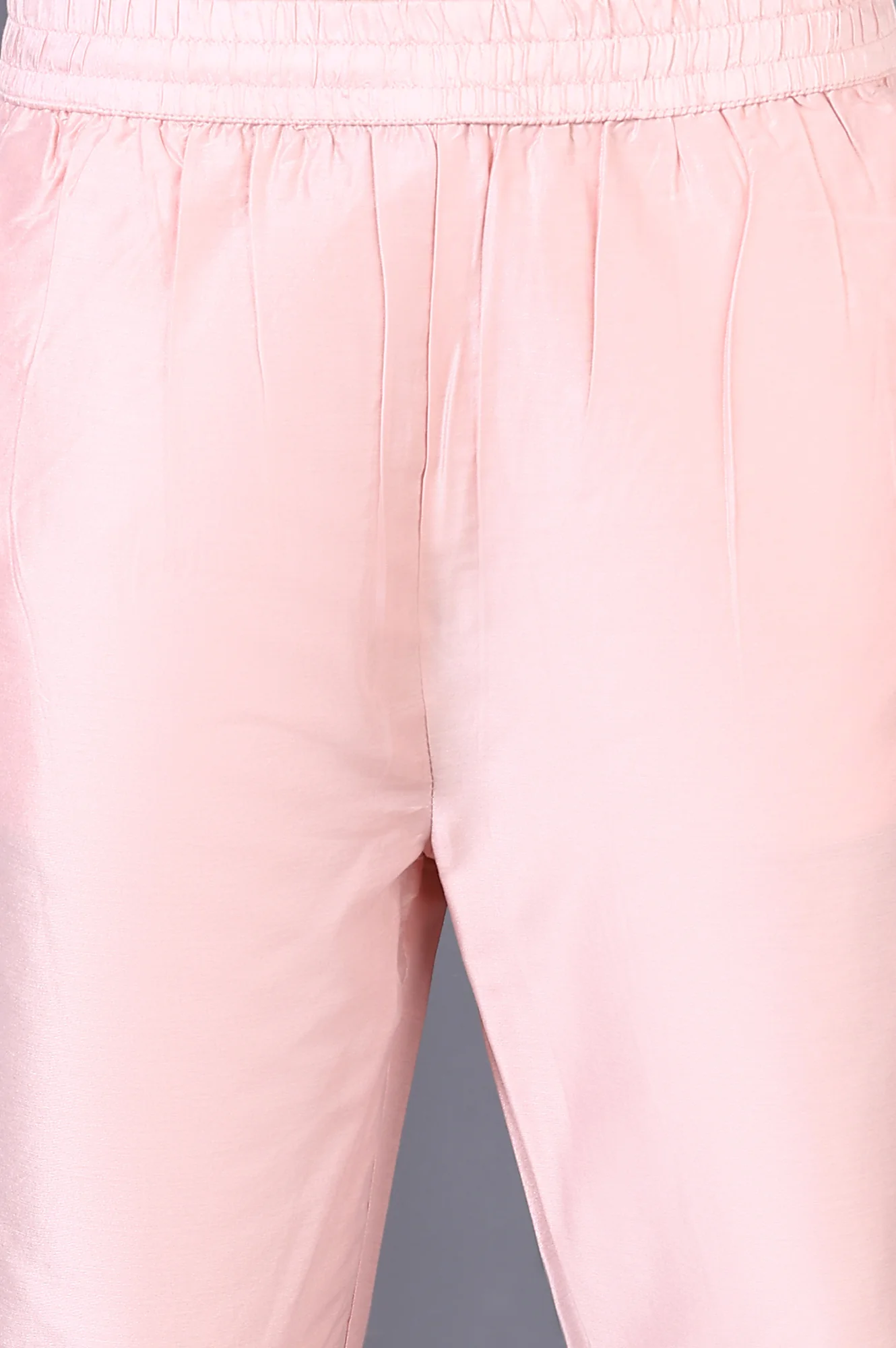 Peach Printed Thread Embroidered A-line Kurta Set - Image 8