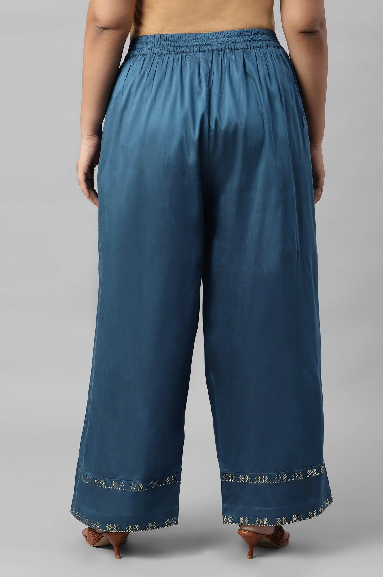 Persian Blue Straight Plus Size Parallel Pants - Image 2