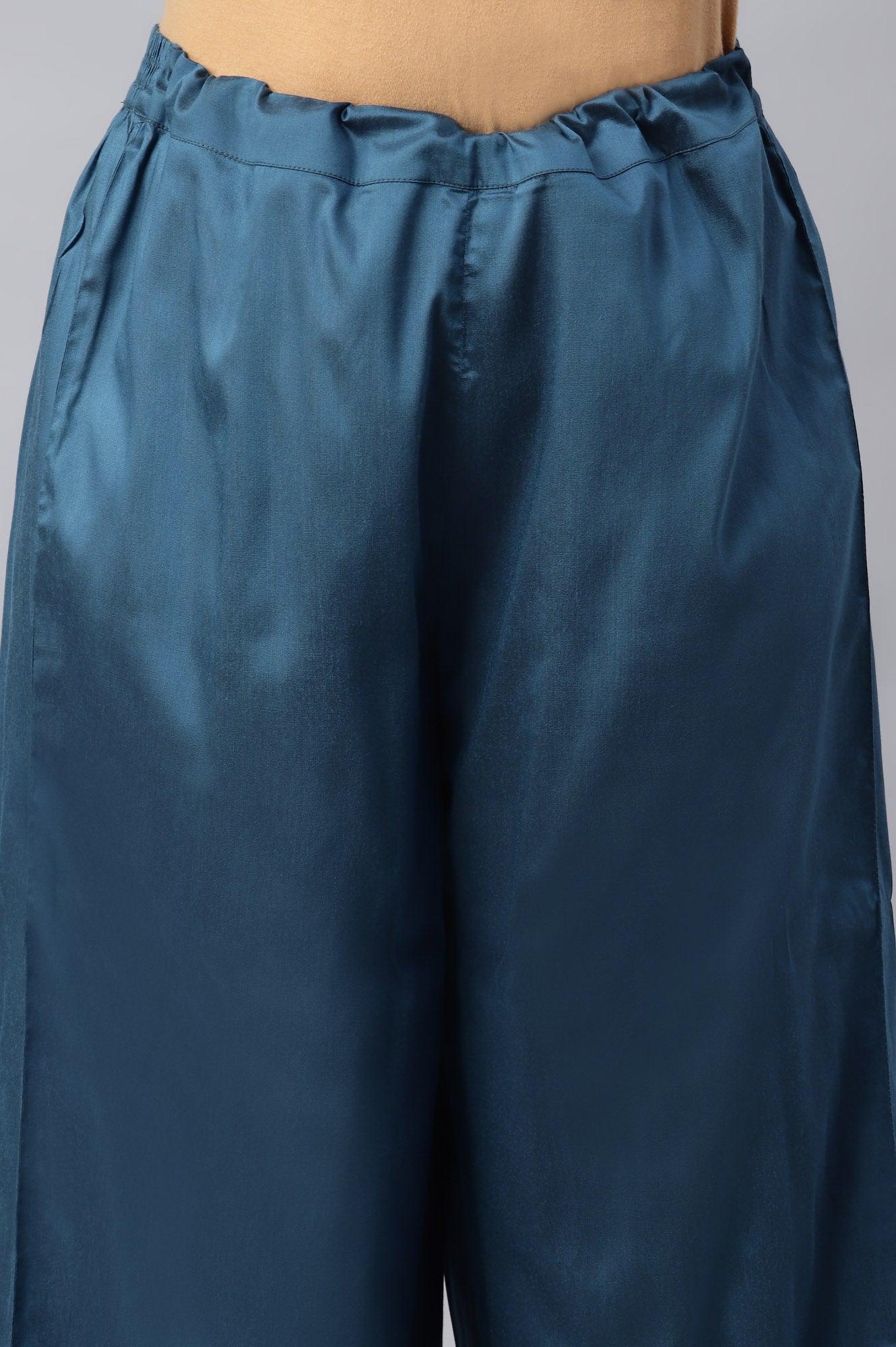 Persian Blue Straight Plus Size Parallel Pants - Image 6