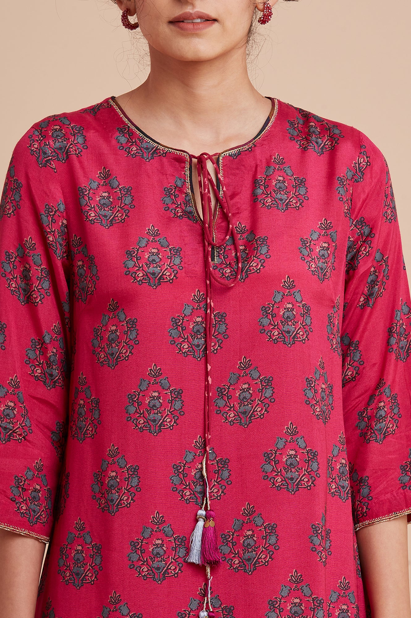 Pink All-Over Buti Print kurta - Image 6