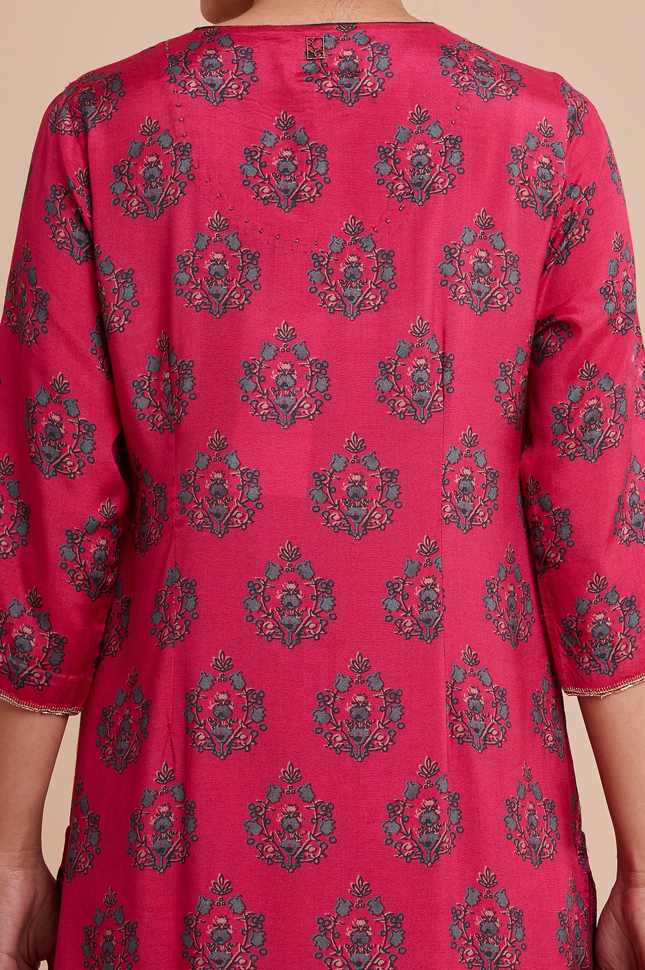 Pink All-Over Buti Print kurta - Image 7