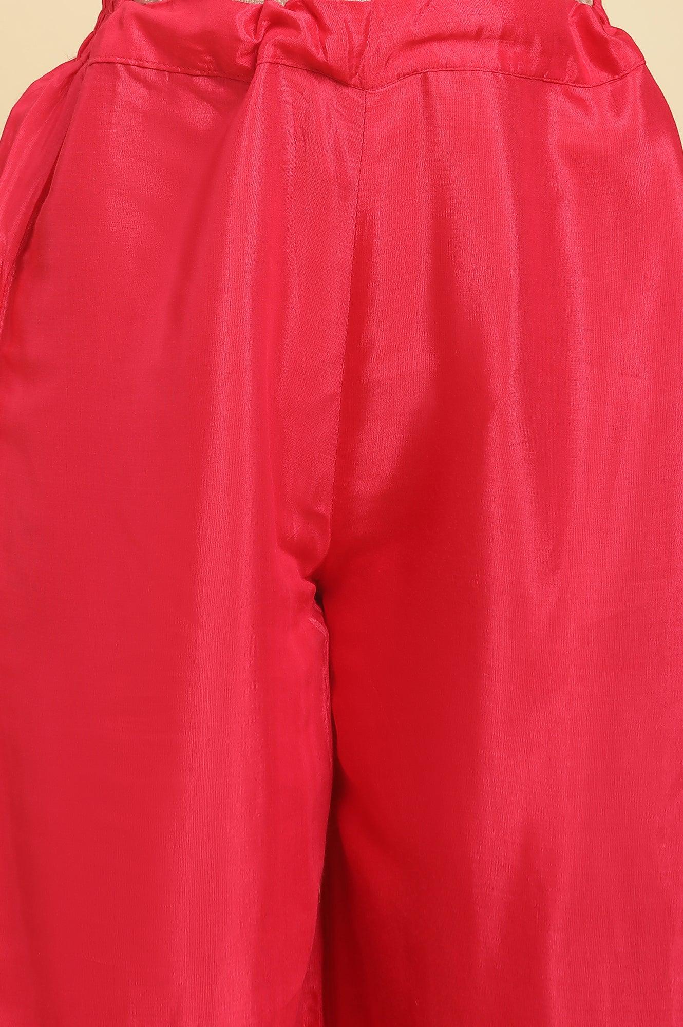 Pink And Ecru Straight Kurta And Parallel Pants Set - Image 8