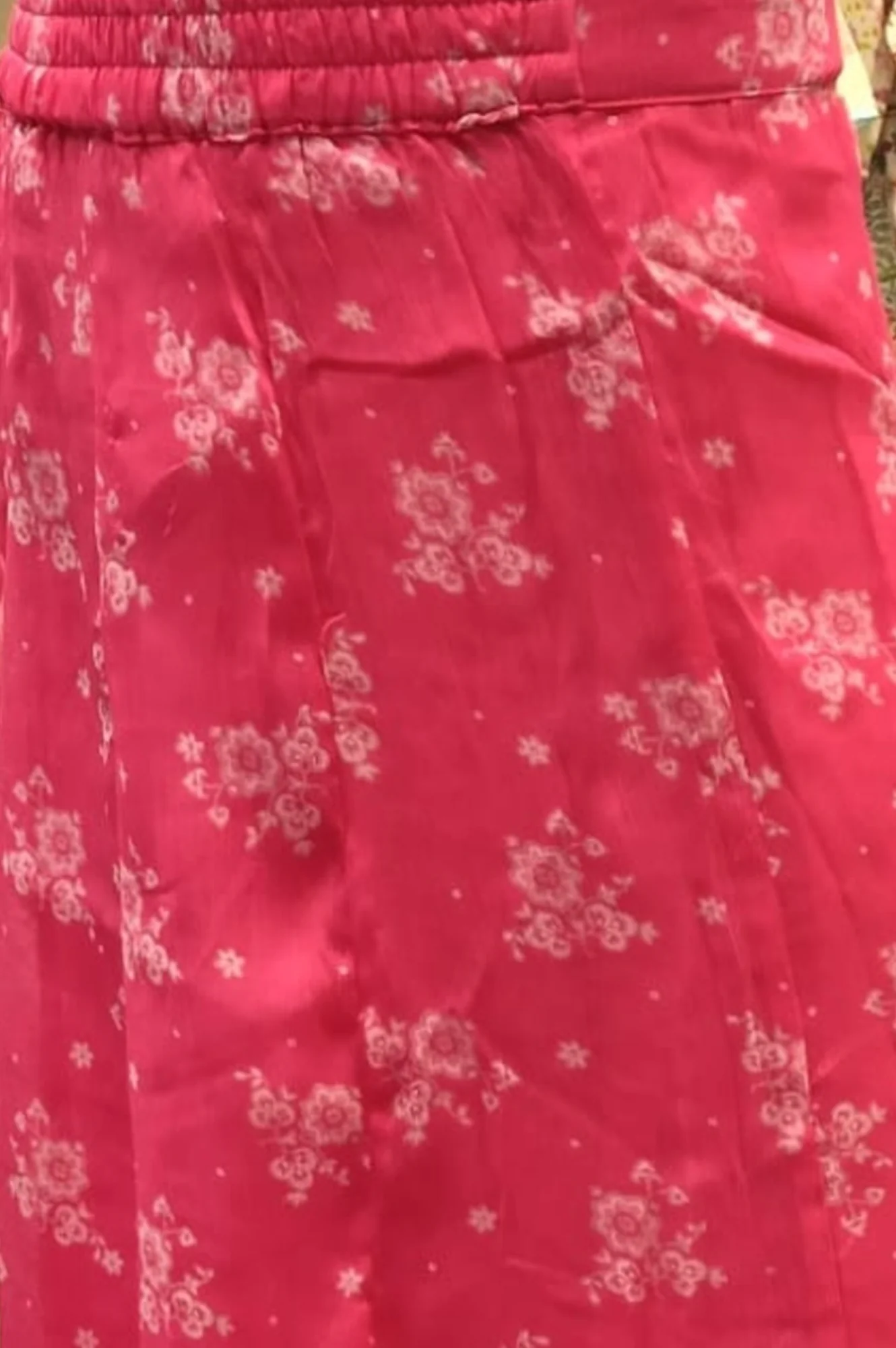 Pink Bandhani Printed Chiffon Gillet, Spaghetti Crop Top and Flared Culottes Set - Image 6