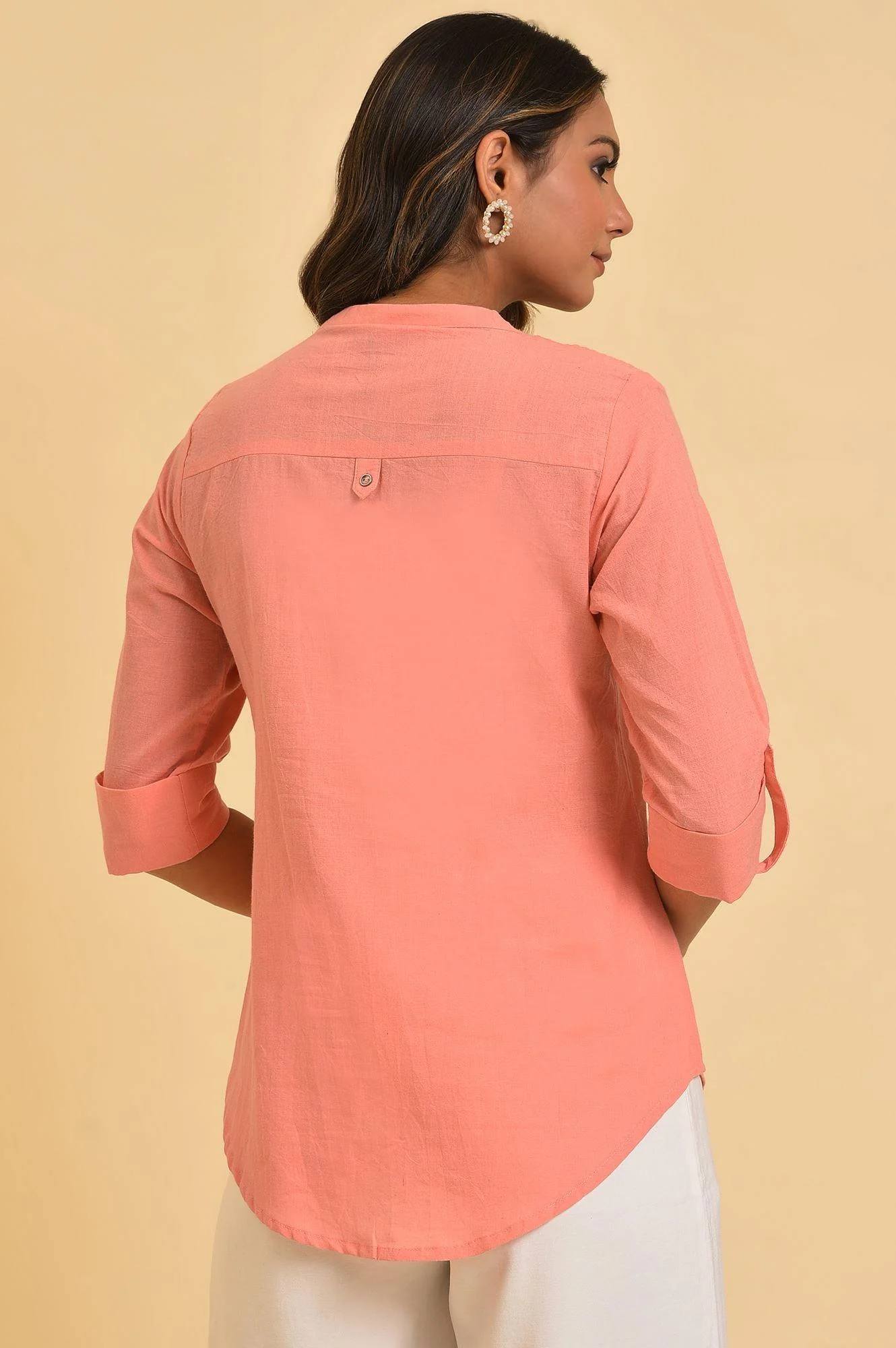 Pink Blue Cotton Flax Top - Image 2