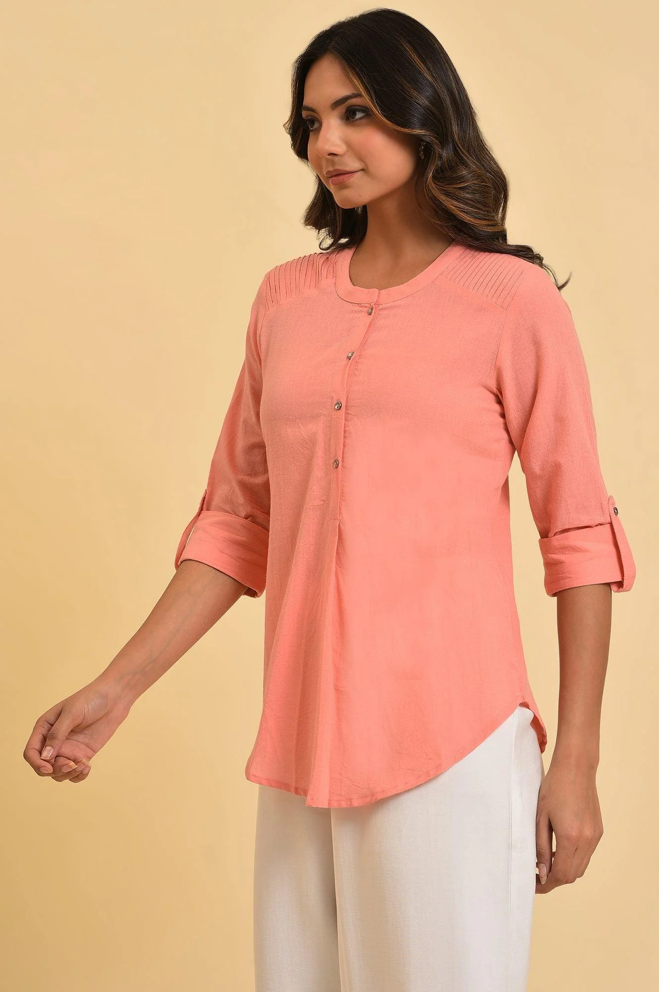 Pink Blue Cotton Flax Top - Image 3