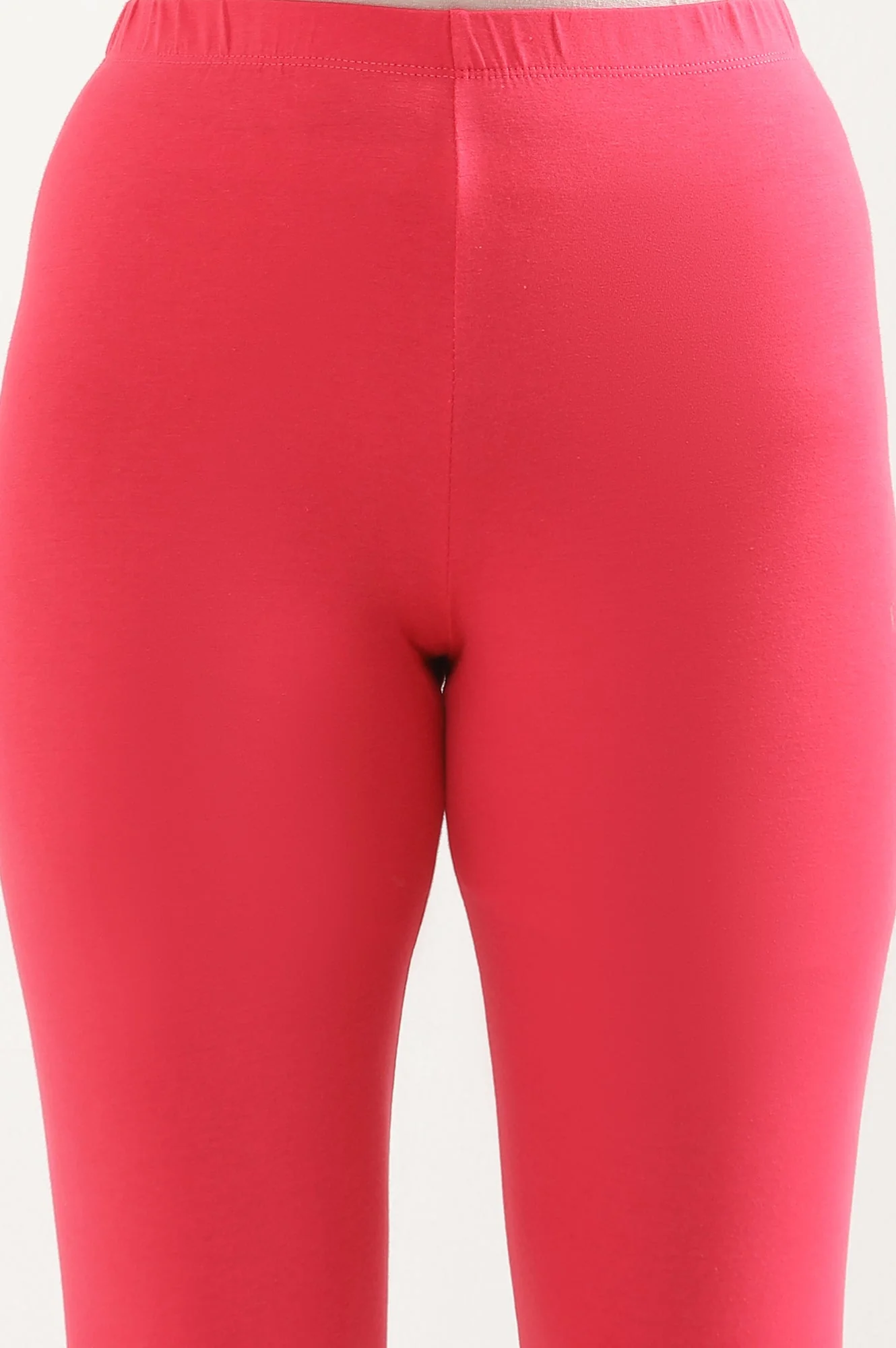 Elleven Women's Pink Solid Skinny Fit Cotton Tights With Elasticated Waist - Image 6