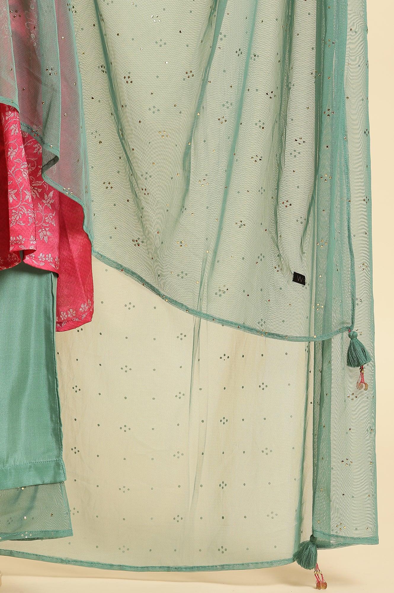 Pink Digital Printed Kurta, Pants And Dupatta Set - Image 7