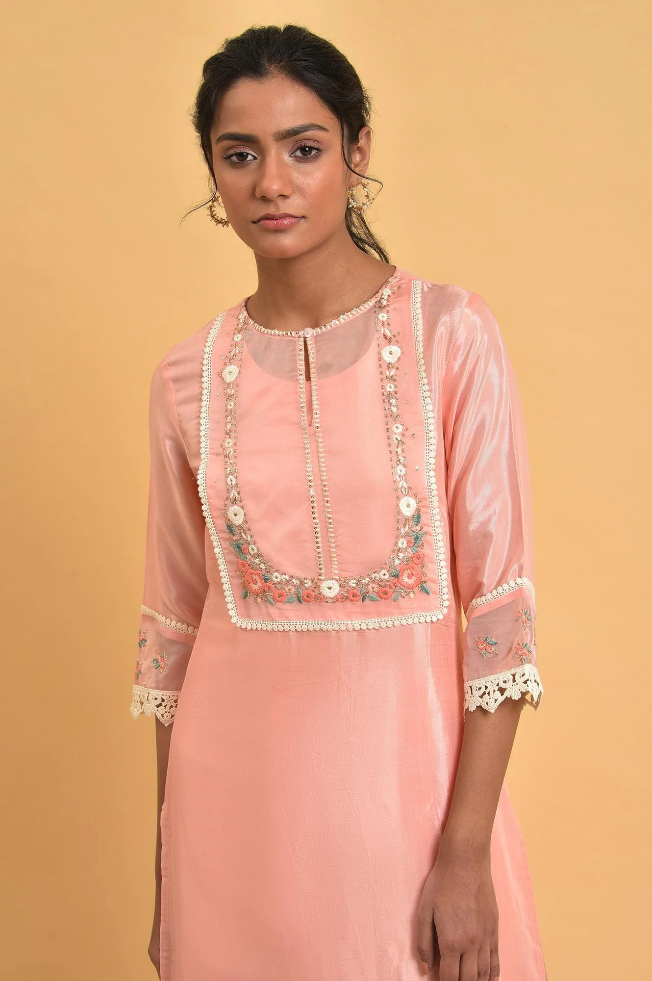 Pink Embroidered Shantun Plus Size Festive kurta - Image 5