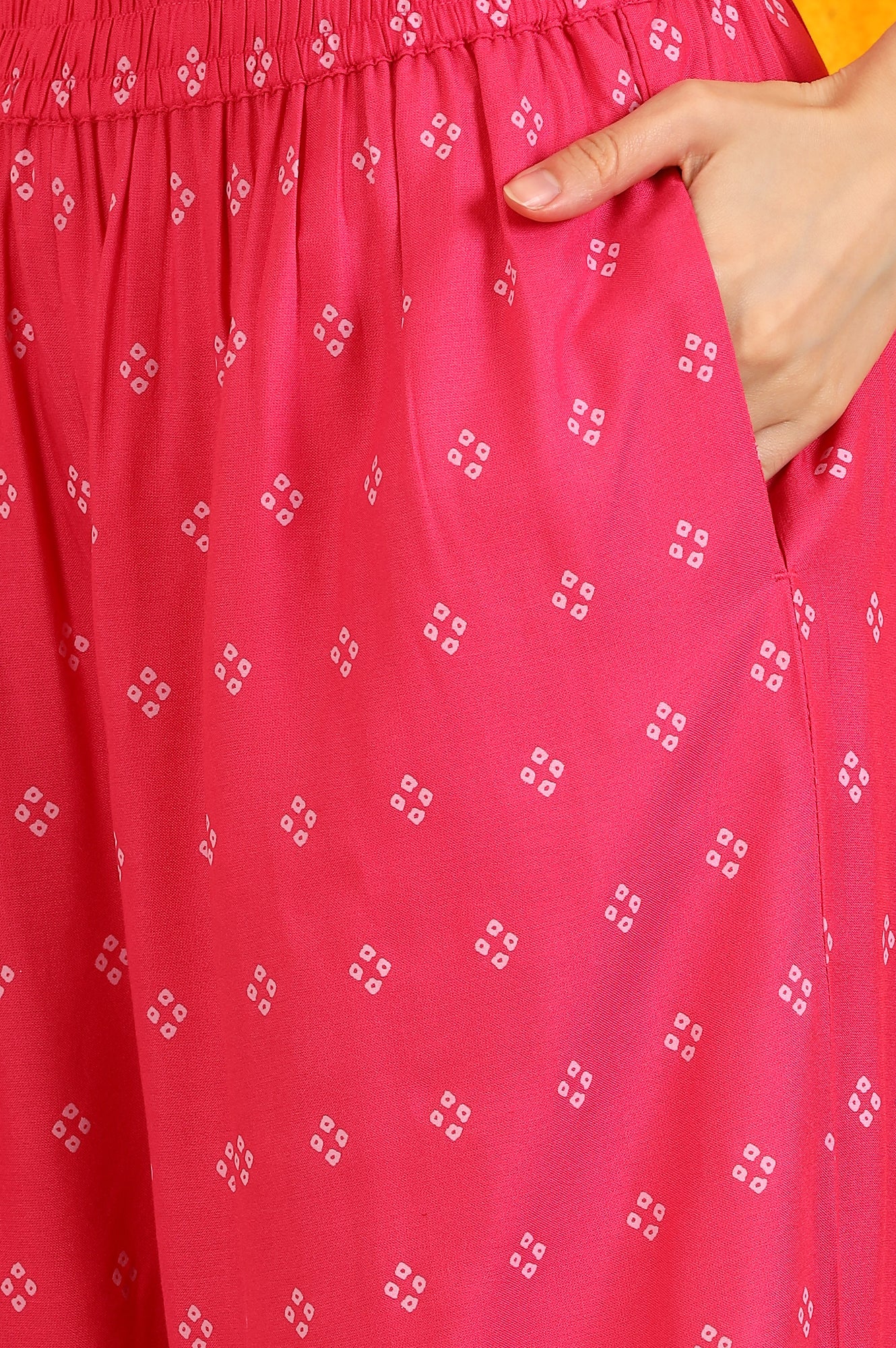 Pink Embroidered Shantung Sleeveless Kurta, Cropped Pants and Dupatta Set - Image 9