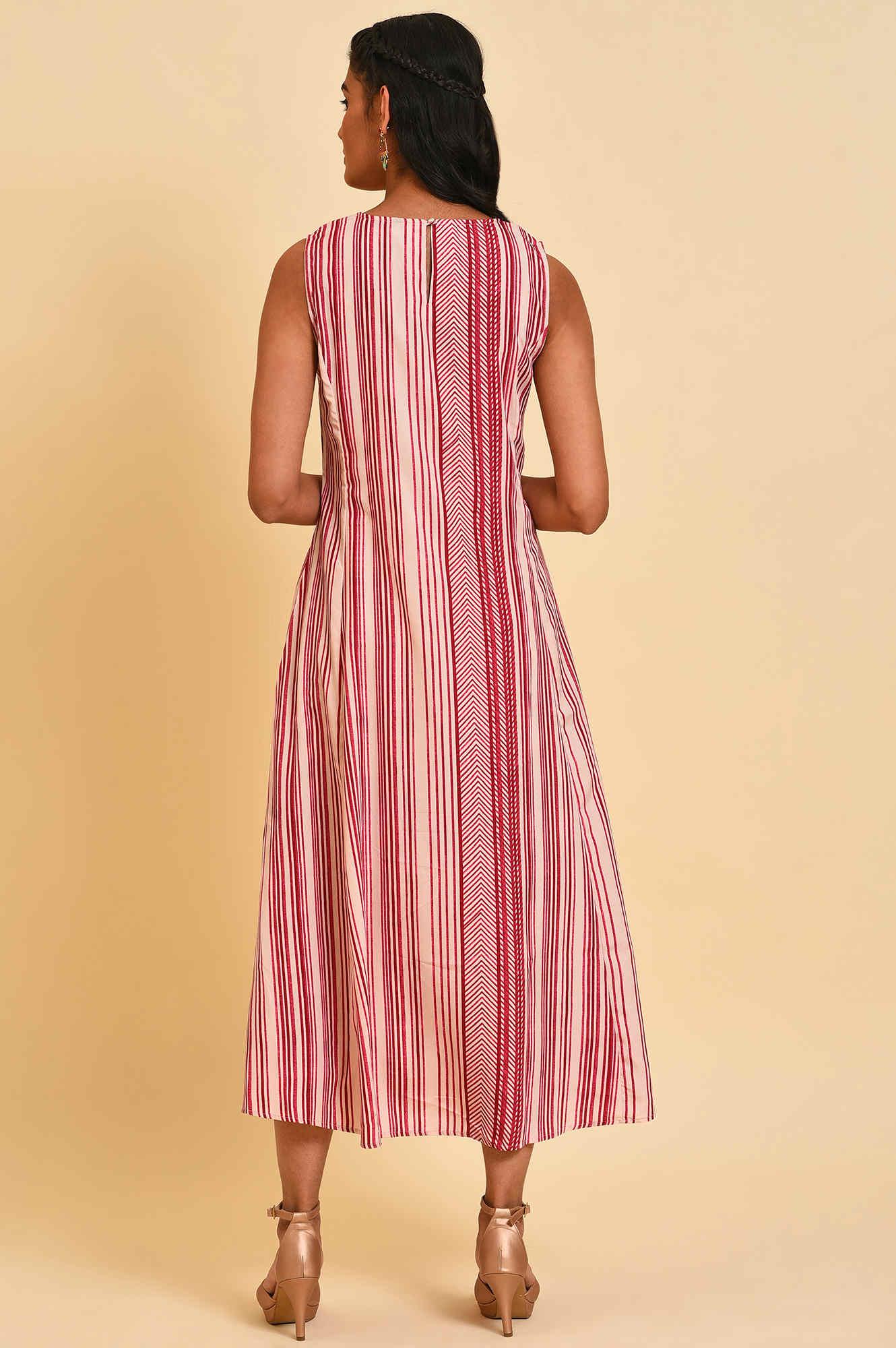 Pink Floral Gillet & Striped Dress Set - Image 7