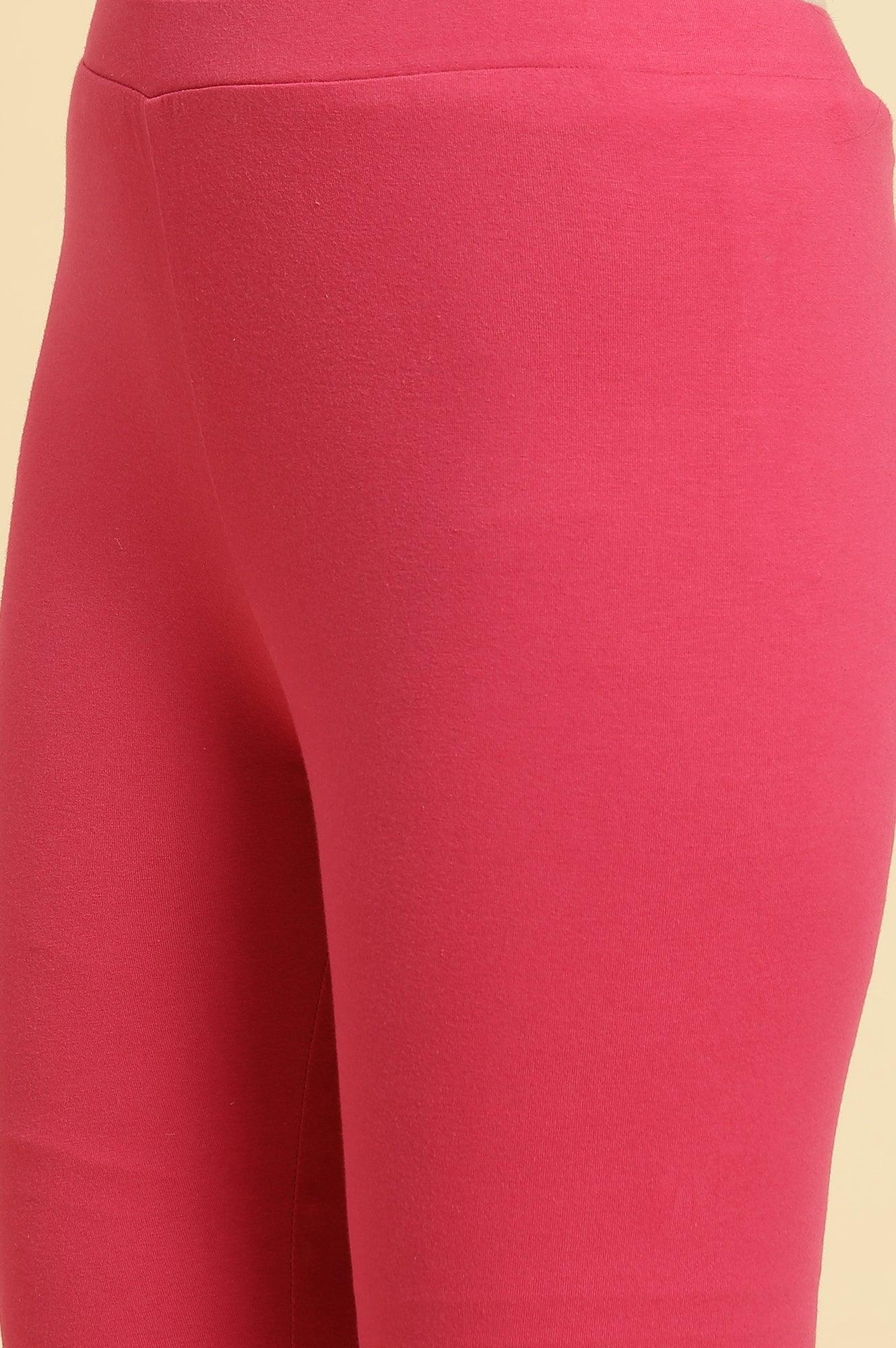 Pink Floral Printed Layered Kurta And Tights And Dupatta Set - Image 9
