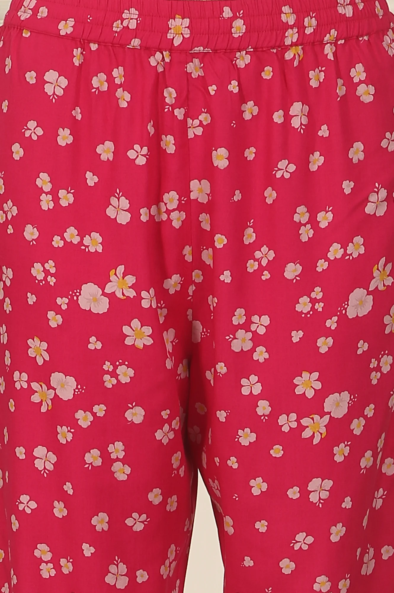 Pink Floral Printed Organza Anarkali Kurta, Pants and Dupatta Set - Image 7