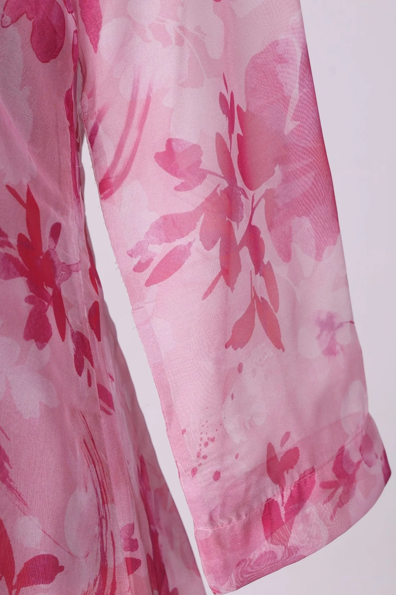 Pink Floral Printed Organza Straight Kurta with Pants and Dupatta Set - Image 6