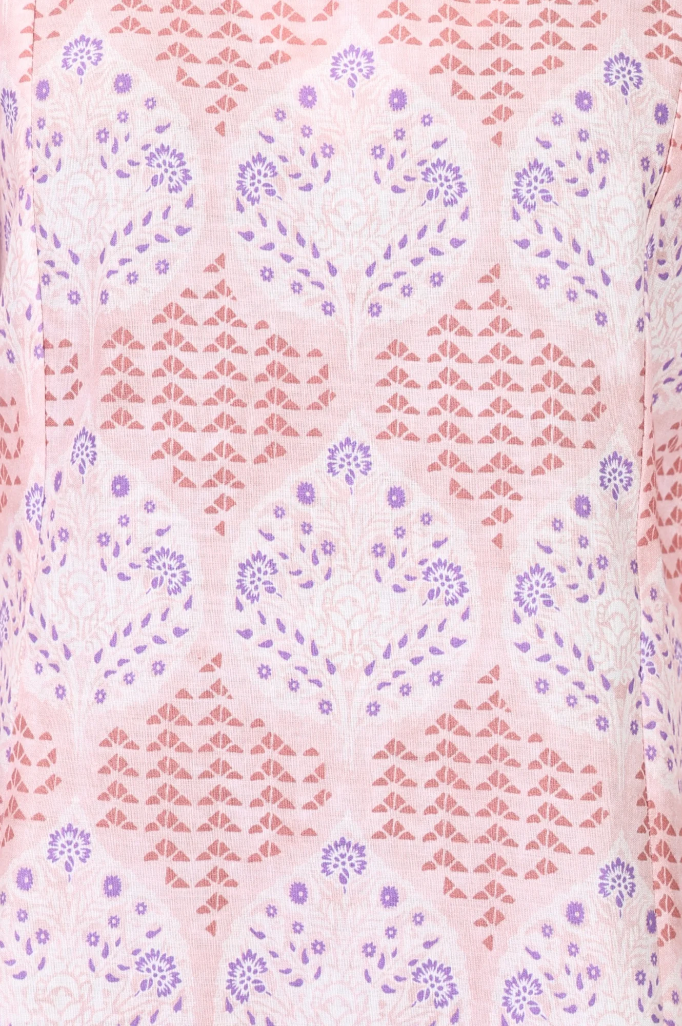 Pink Floral Printed Pure Cotton A-line Kurta - Image 3