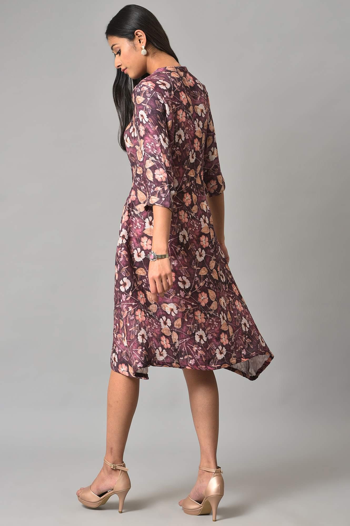 Pink Floral Printed Western Shirt Dress - Image 2