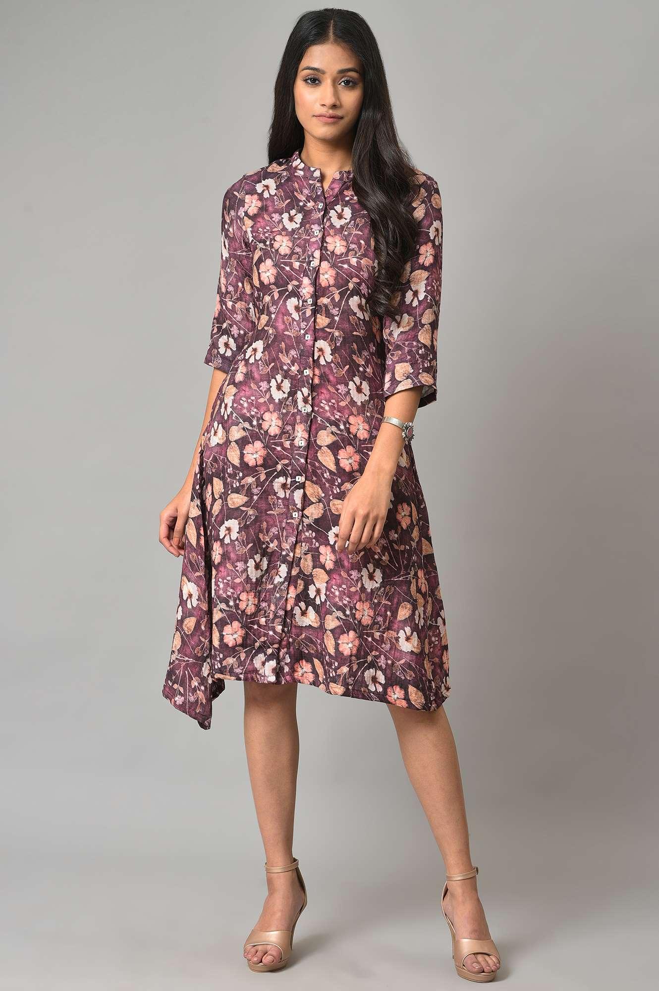 Pink Floral Printed Western Shirt Dress - Image 6