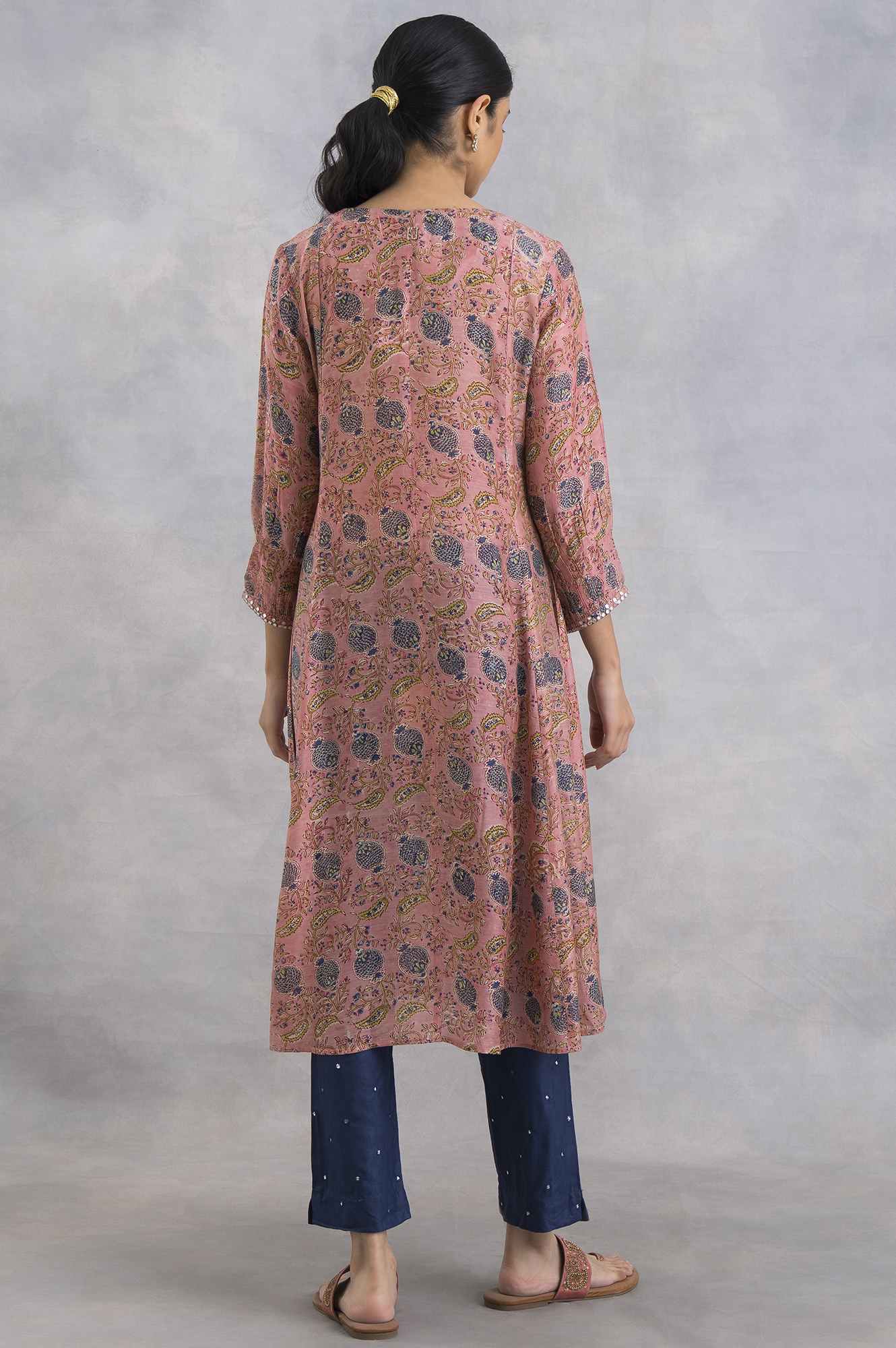Pink Hand Block Print kurta In Lyocell - Image 2