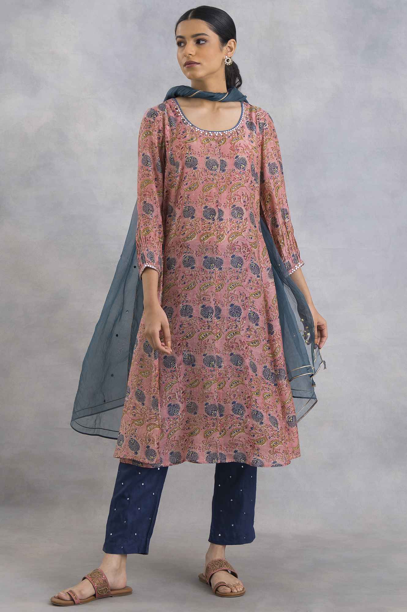 Pink Hand Block Print kurta In Lyocell - Image 6