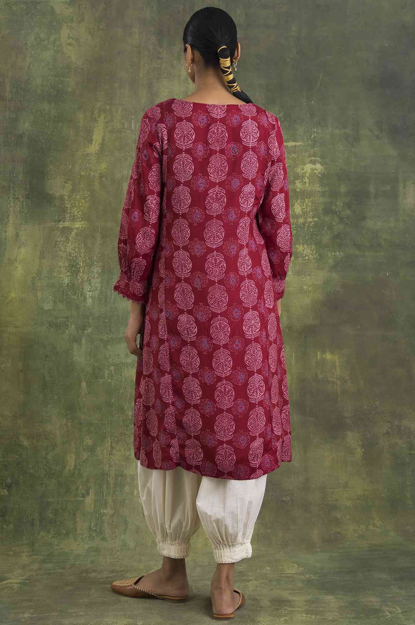 Pink Hand Block Print Straight kurta - Image 2