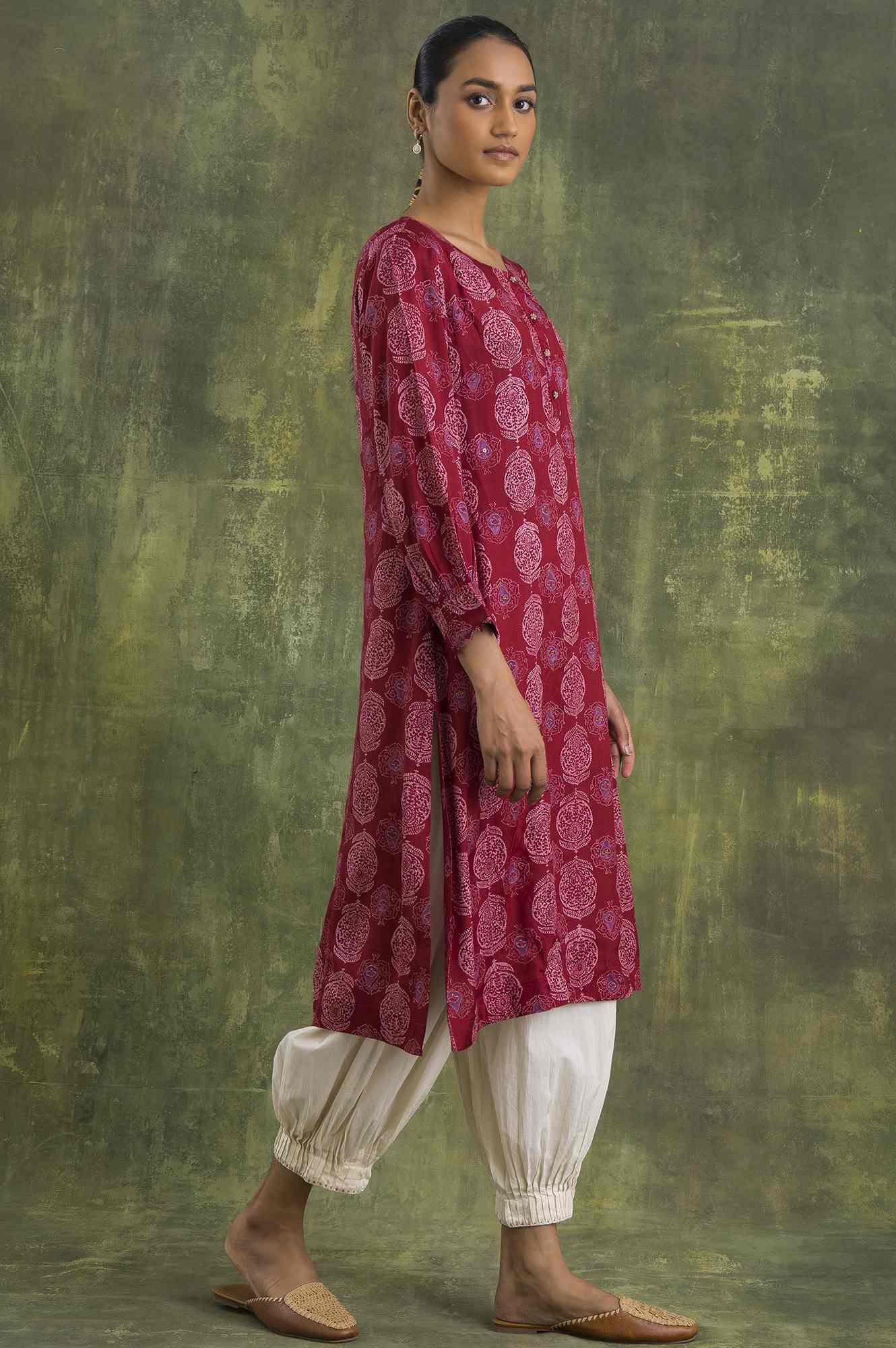 Pink Hand Block Print Straight kurta - Image 4