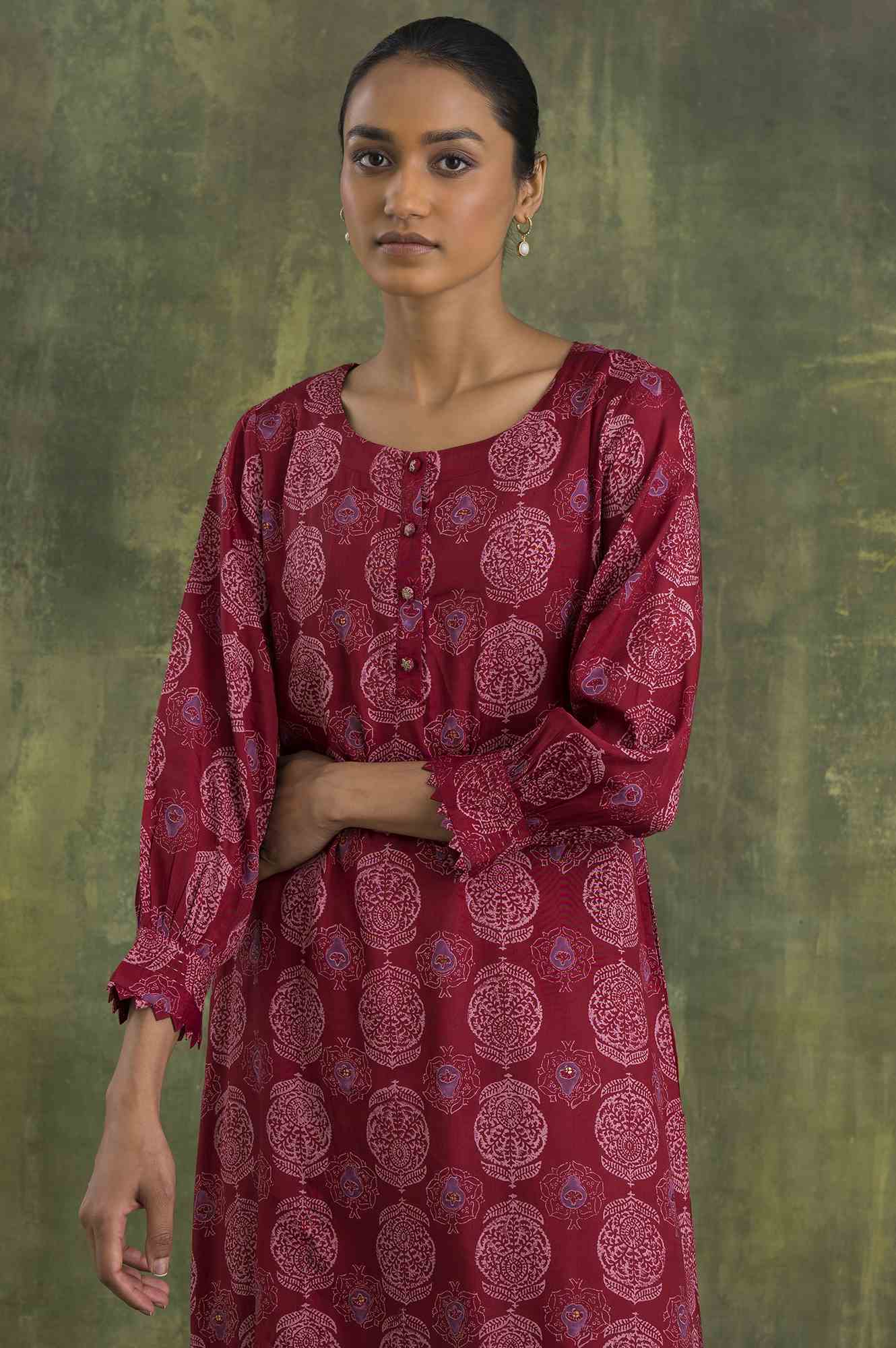 Pink Hand Block Print Straight kurta - Image 5