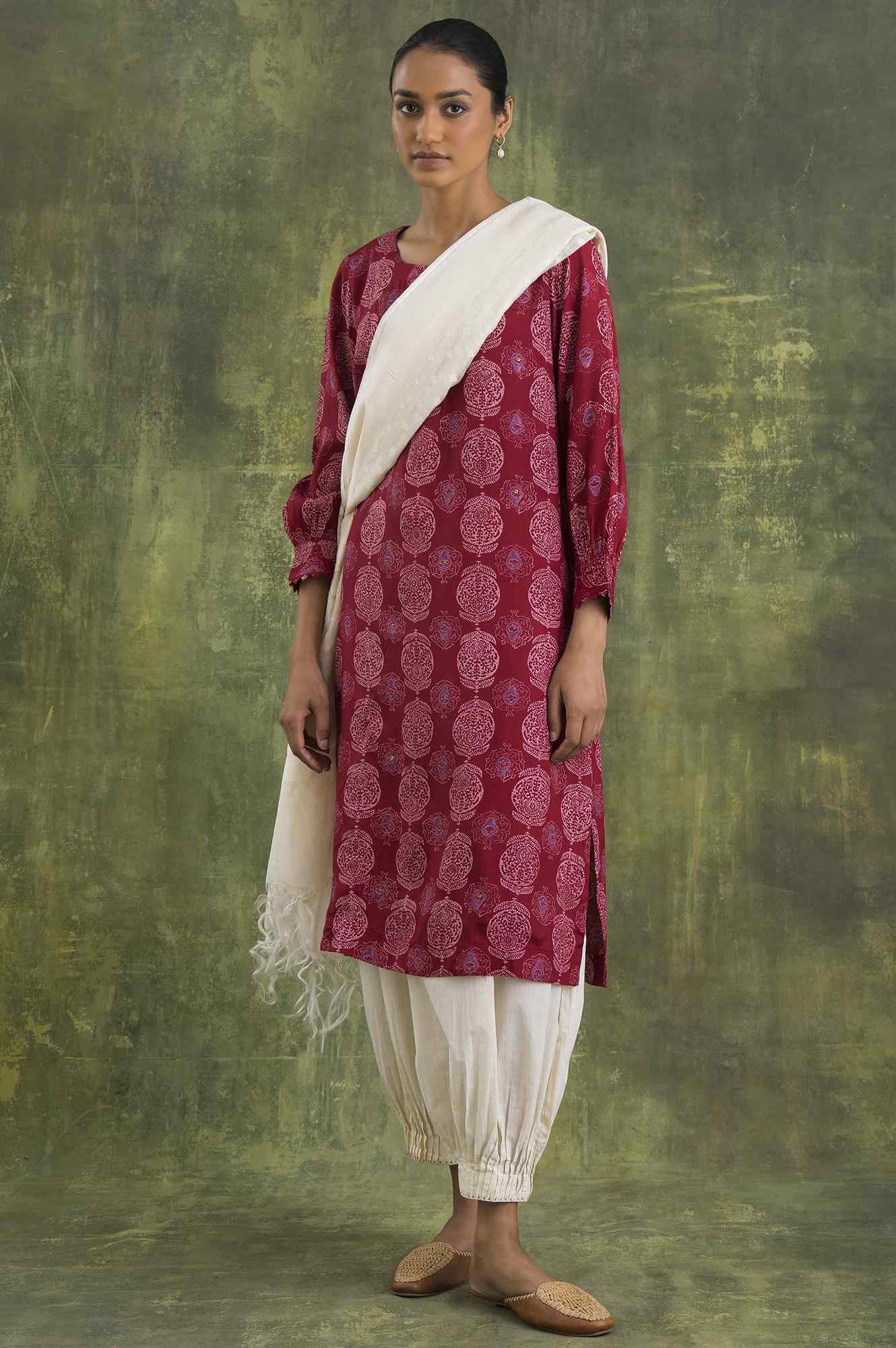 Pink Hand Block Print Straight kurta - Image 6