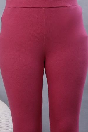 Pink Knitted Solid Tights - Image 6
