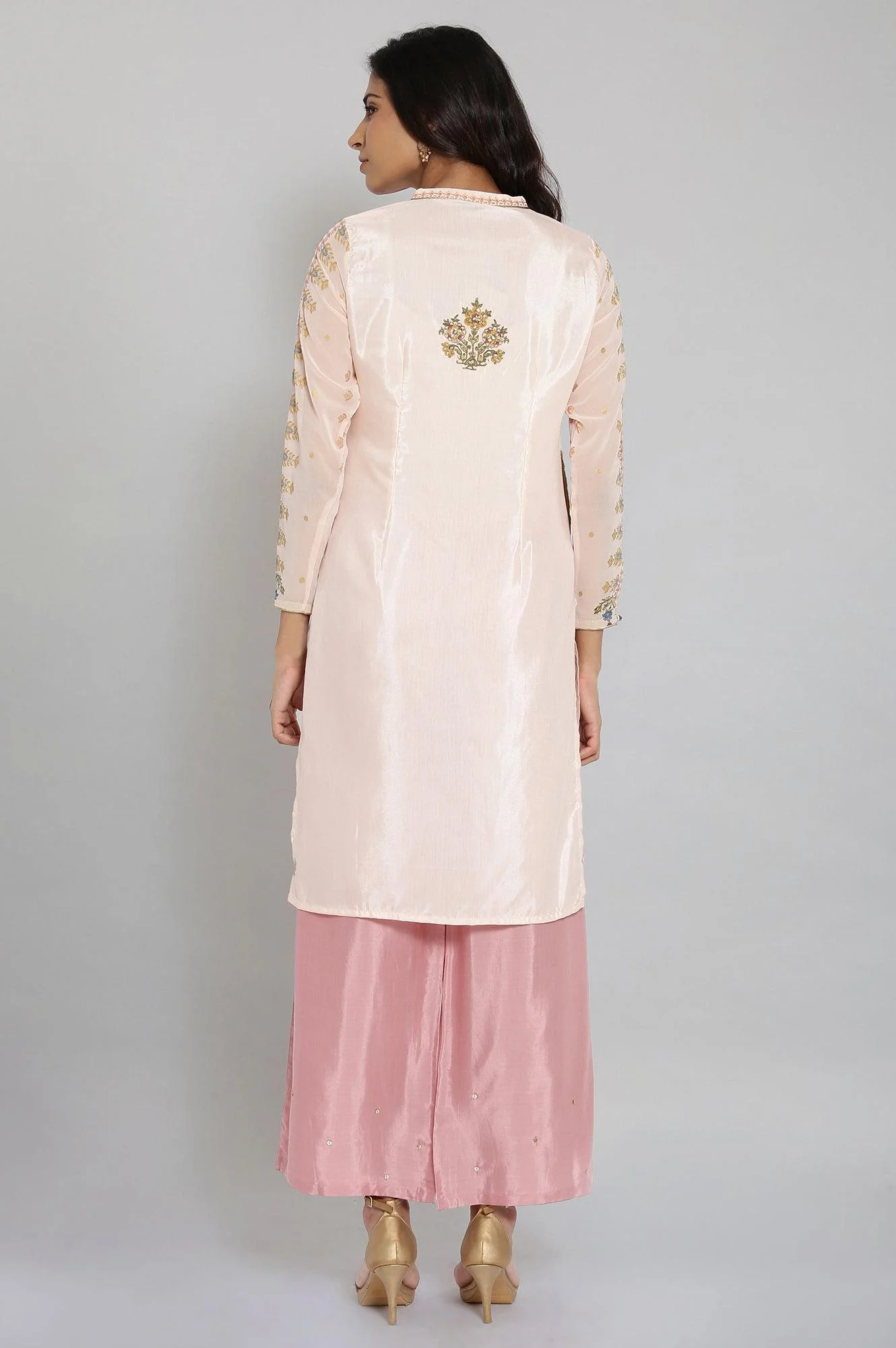 Pink Mock Layered Festive kurta - Image 2