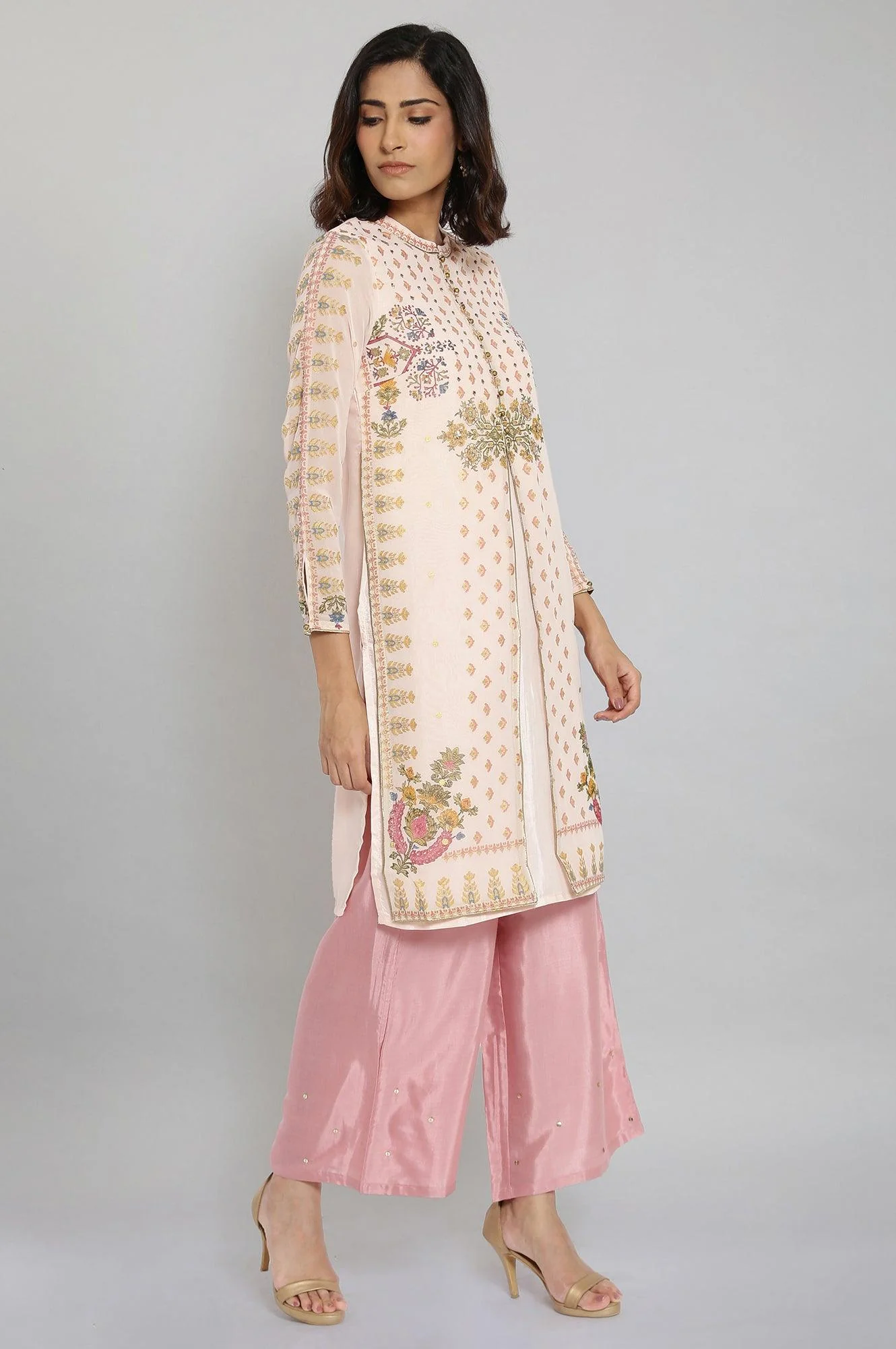 Pink Mock Layered Festive kurta - Image 4