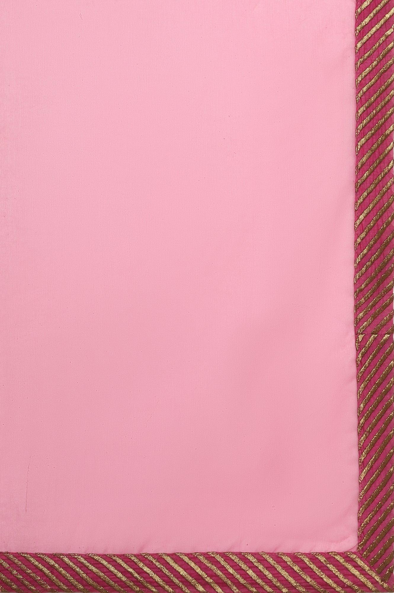 Pink Organza Dupatta With Zari Border - Image 5