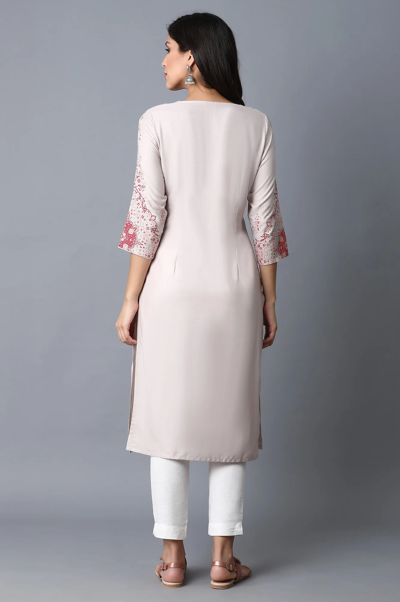 Pink Paisley Straight Rayon Kurta - Image 2