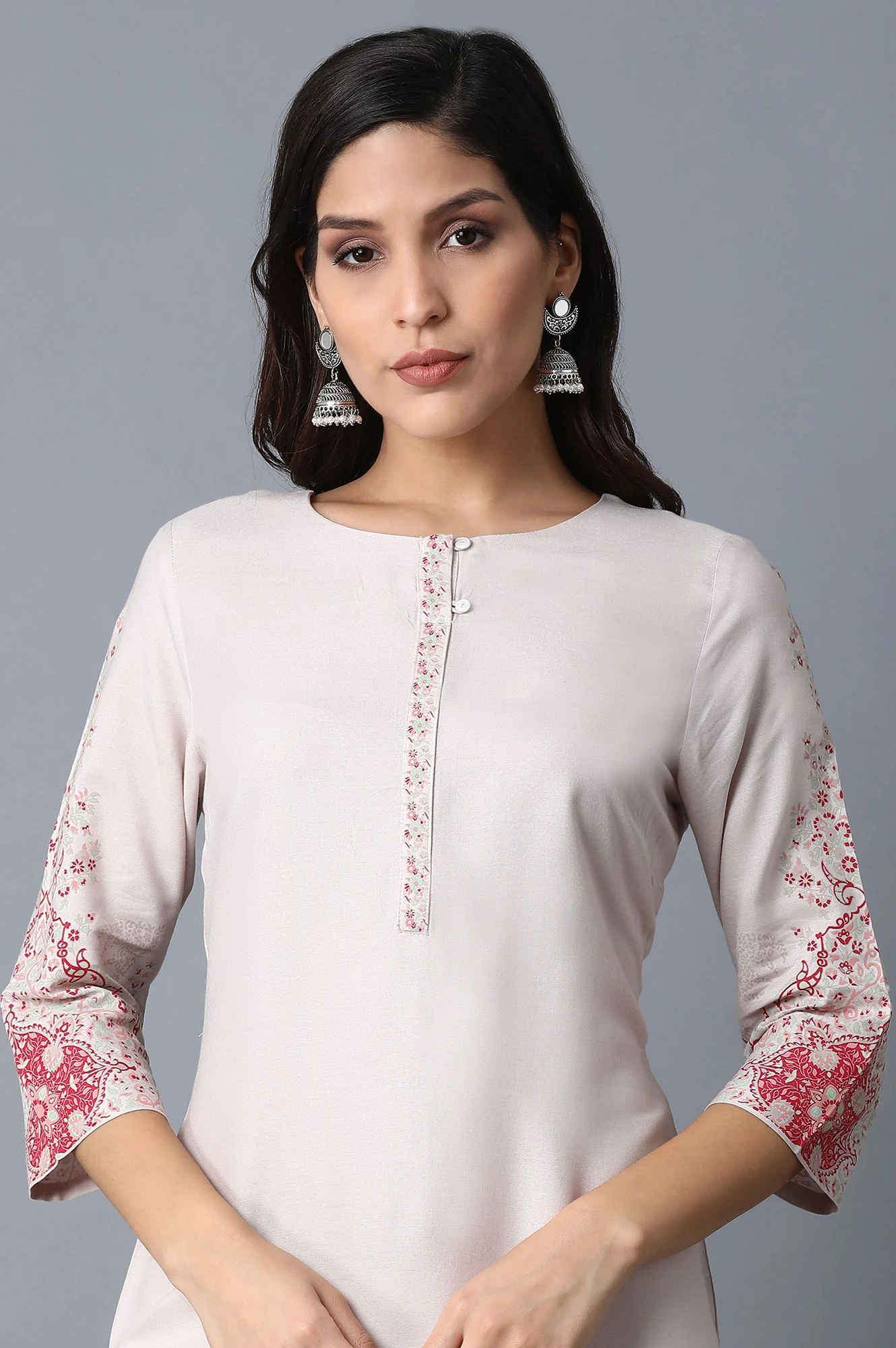 Pink Paisley Straight Rayon Kurta - Image 5